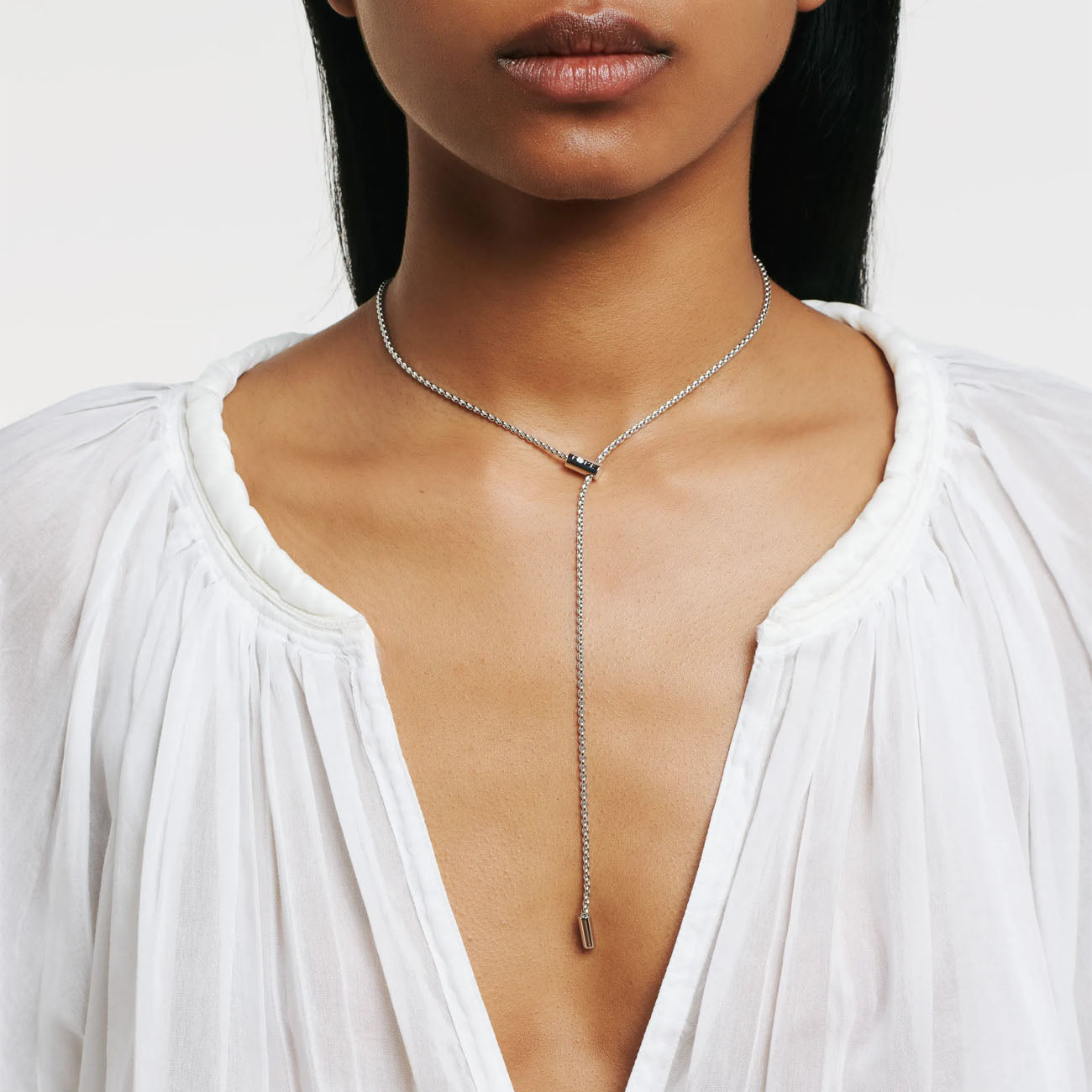 Fope Aria Adjustable Lariat Necklace in White Gold