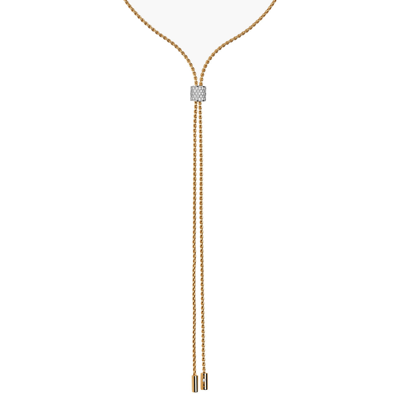 Fope Aria Yellow Gold Diamond Pave Long Slider Necklace - 27.5in