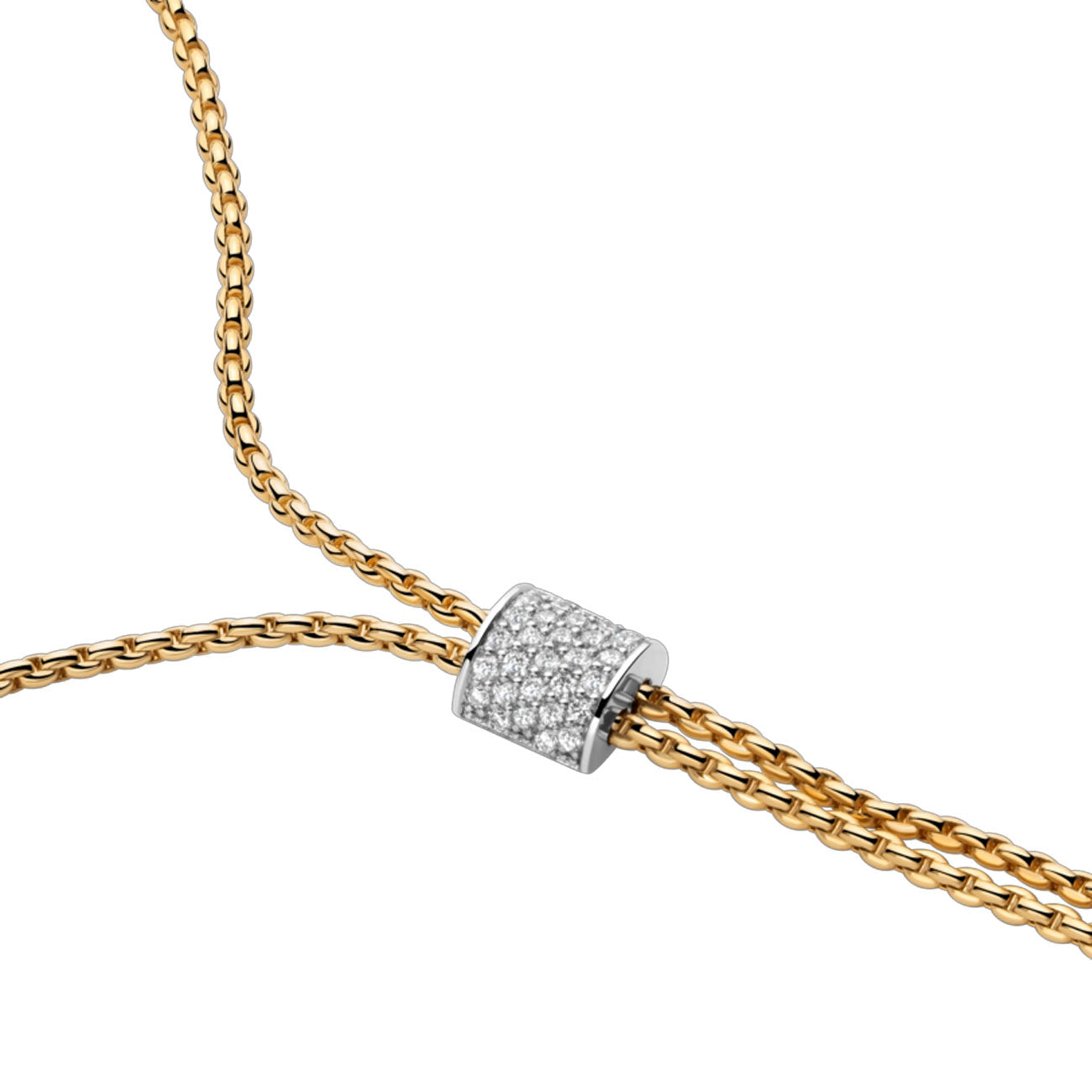 Fope Aria Yellow Gold Diamond Pave Long Slider Necklace - 27.5in