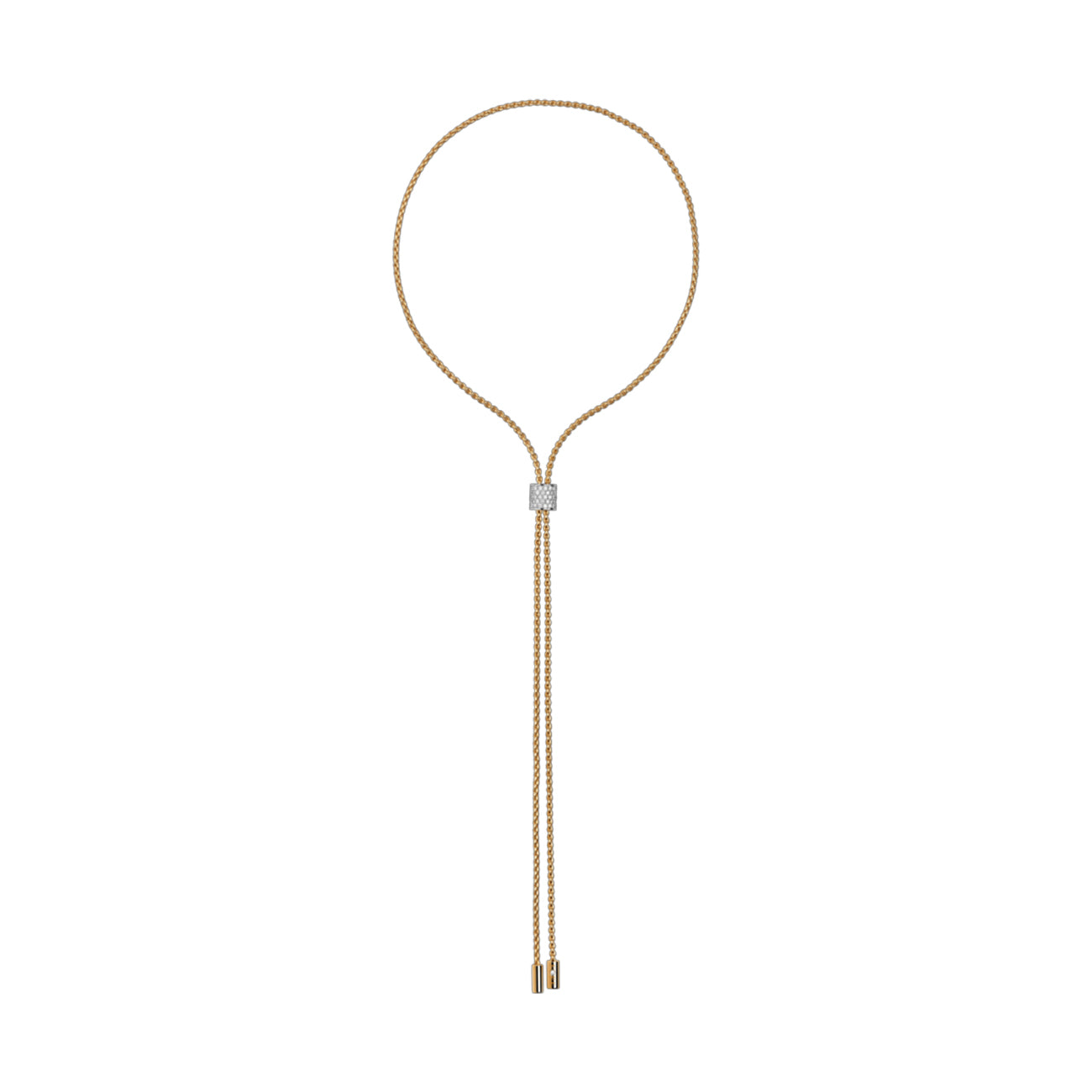 Fope Aria Yellow Gold Diamond Pave Long Slider Necklace - 27.5in