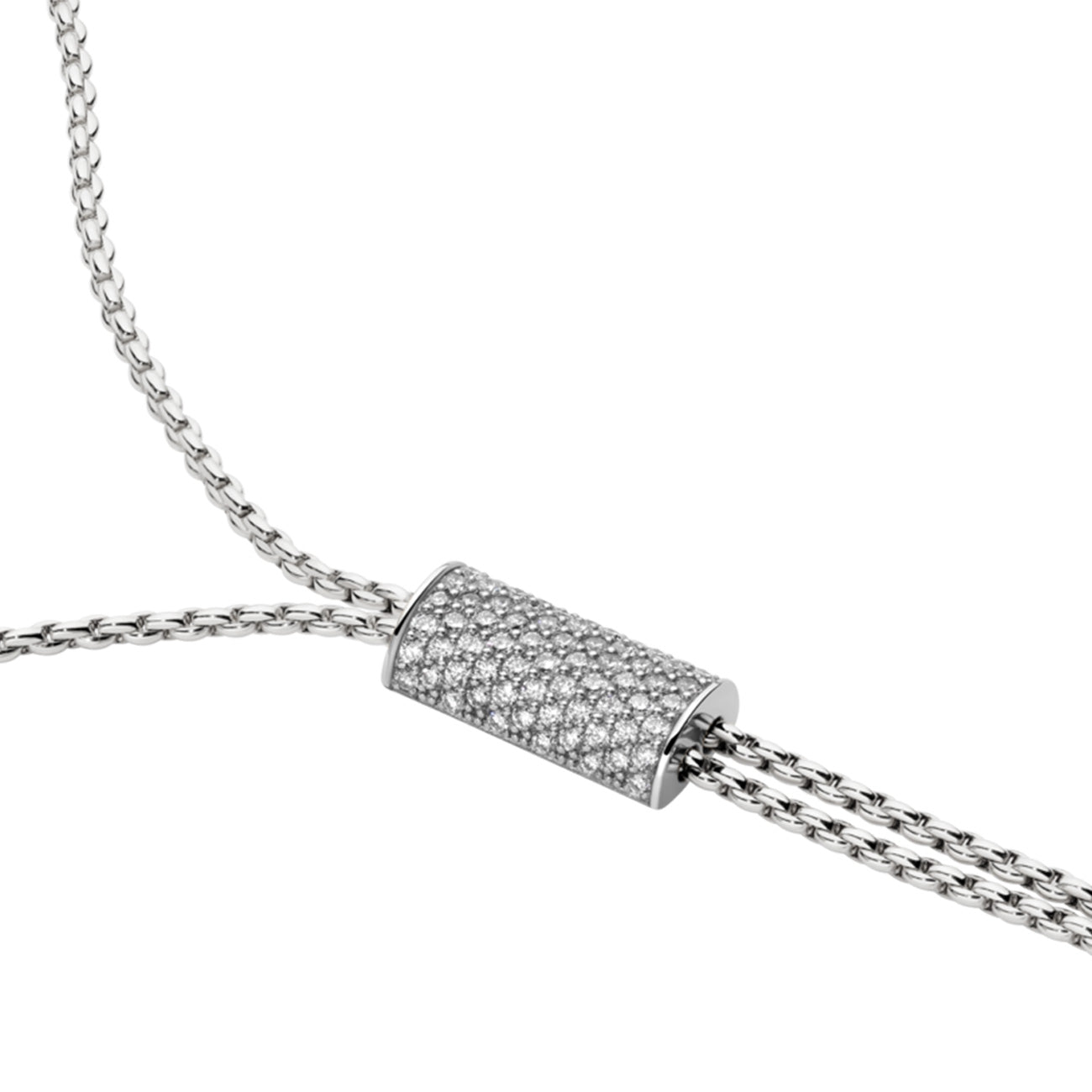 Fope Aria White Gold Diamond Pave Long Slider Necklace - 35in