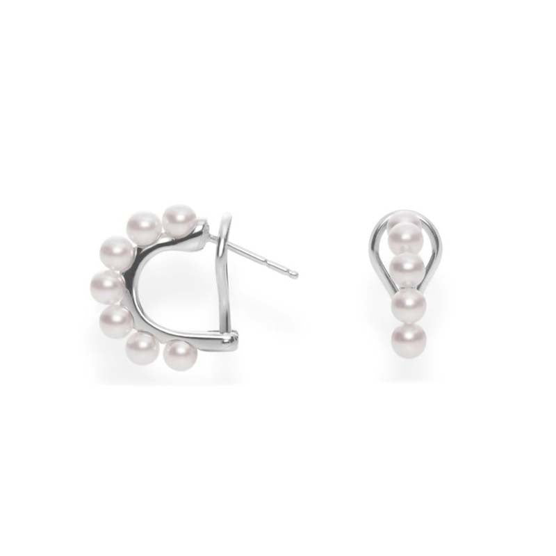 Mikimoto White Gold Akoya Pearl J-Hoop Earrings