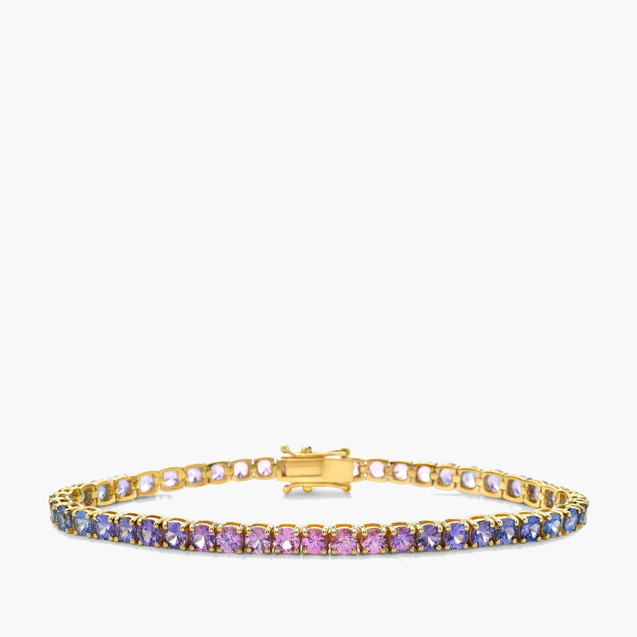 9 Carat Sapphire Tennis Bracelet in 14K Yellow Gold, product view