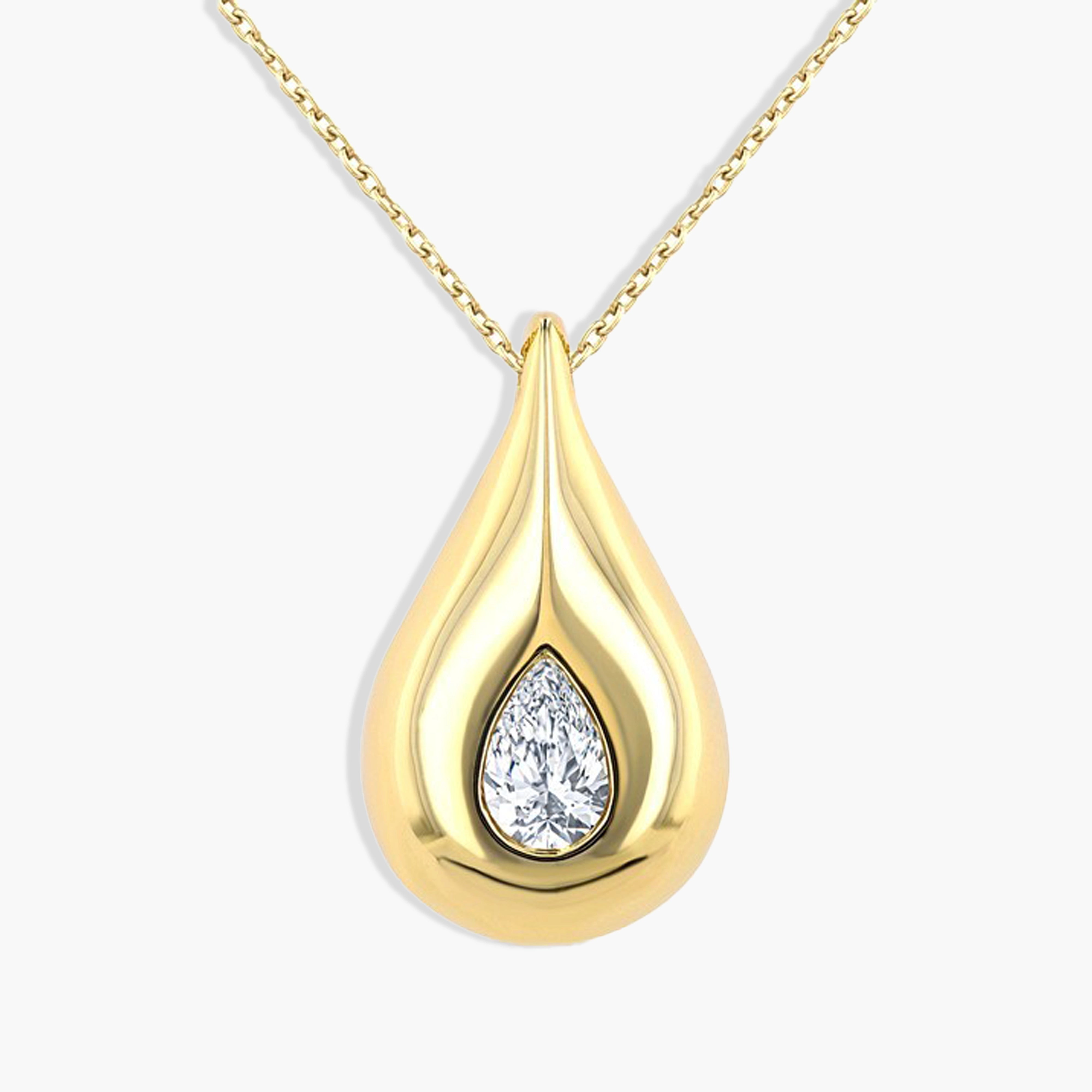 Pear-Shaped Diamond Drop Pendant Necklace
