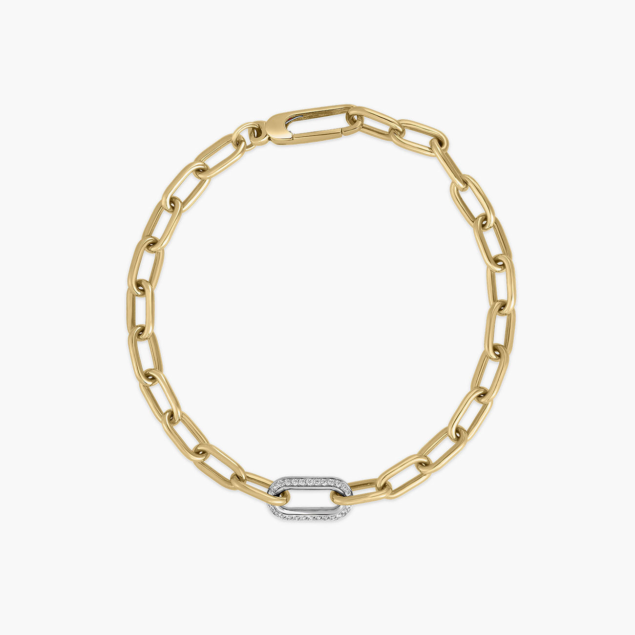 Roberto Coin Designer Gold Two-Tone Diamond Paperclip Bracelet