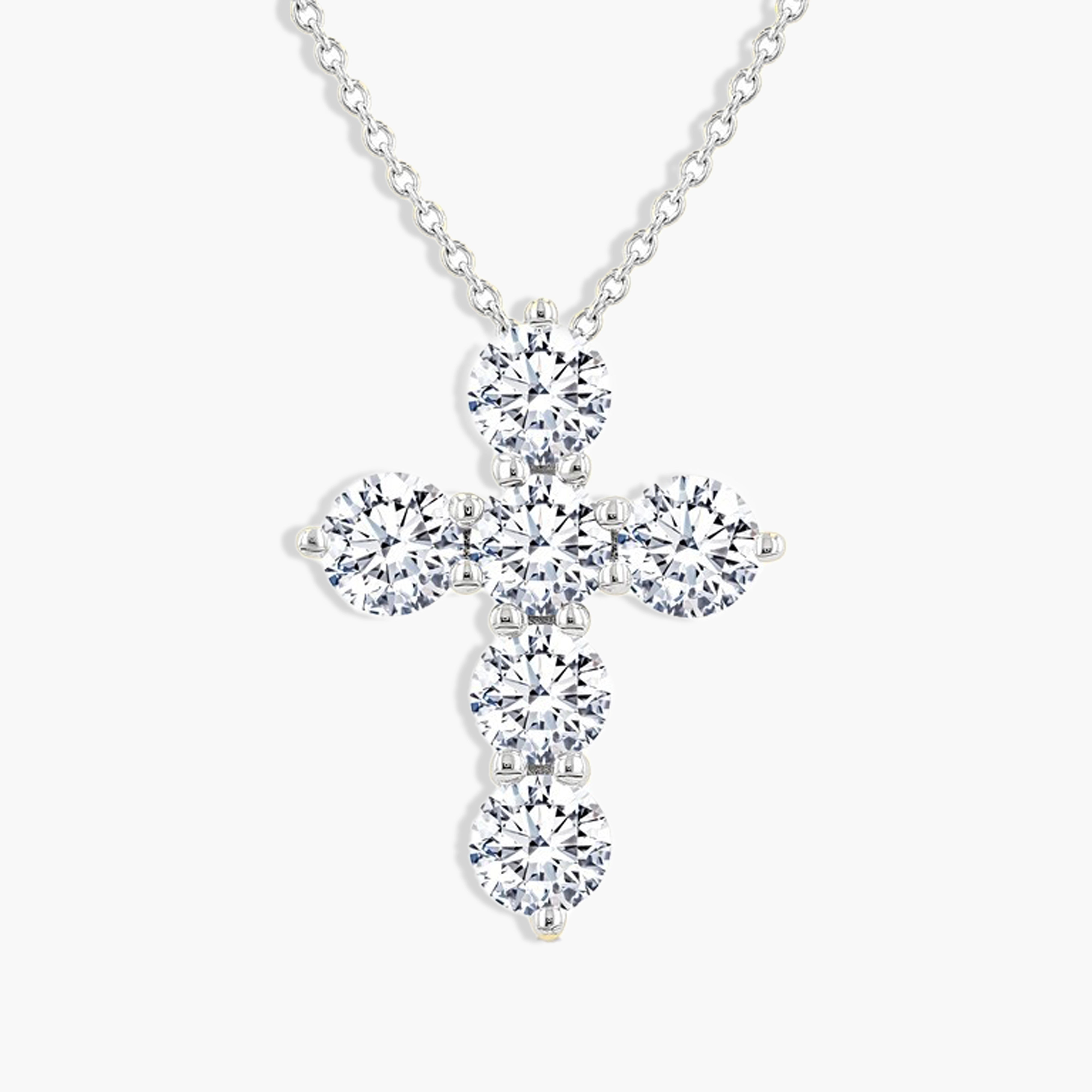 2 Carat Round Diamond Cross Pendant Necklace