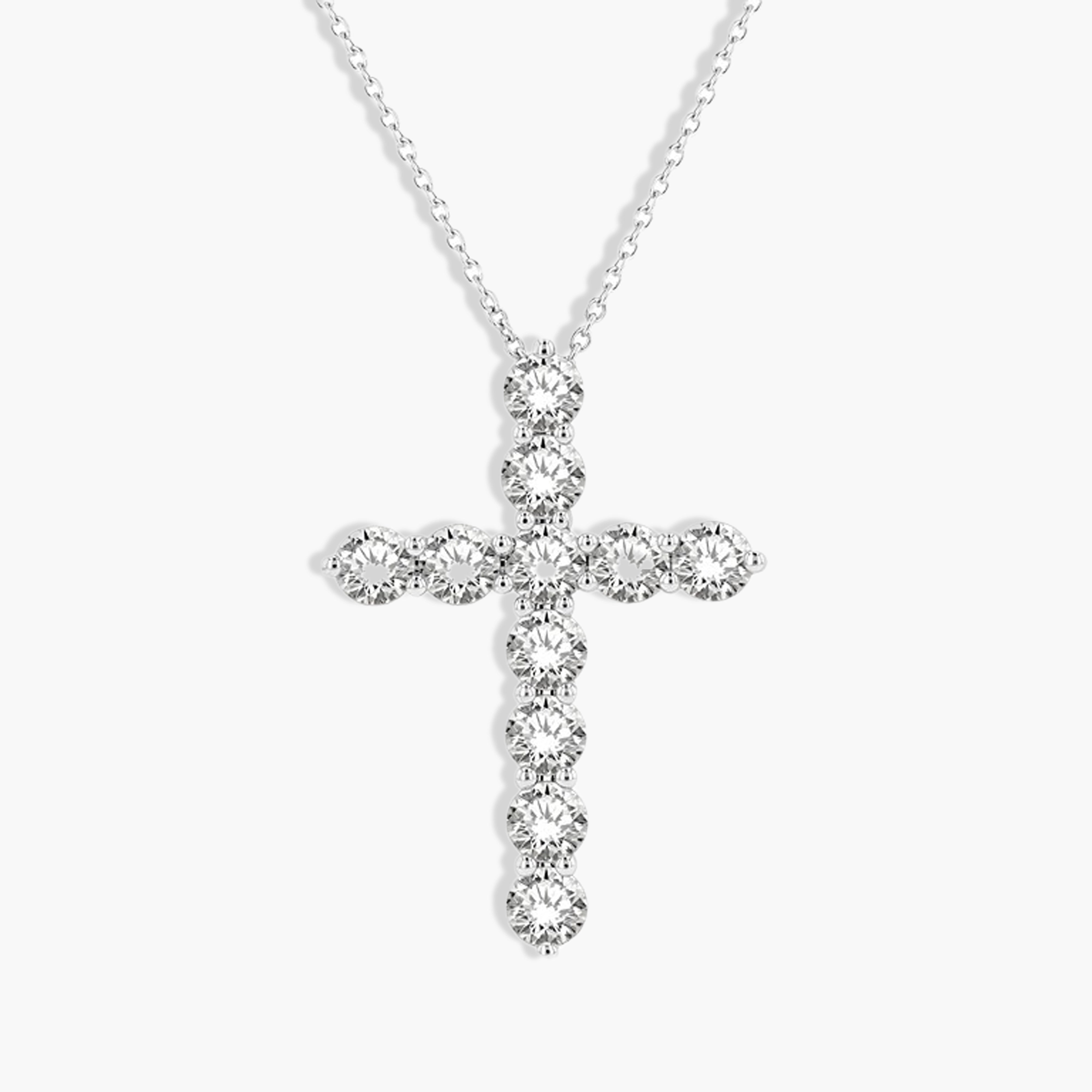 3 Carat Round Diamond Cross Pendant Necklace