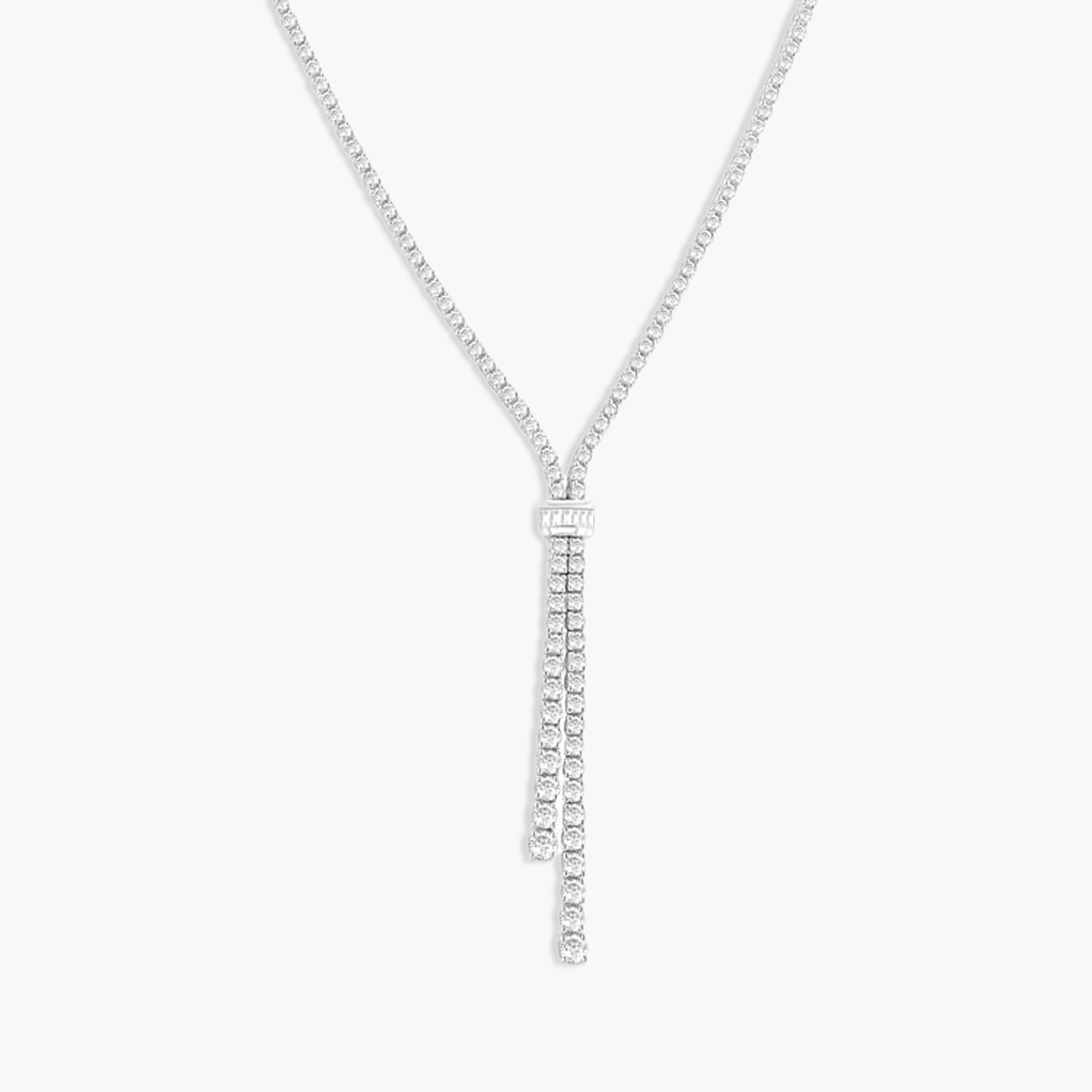 5 Carat Baguette and Round Diamond Lariat Necklace