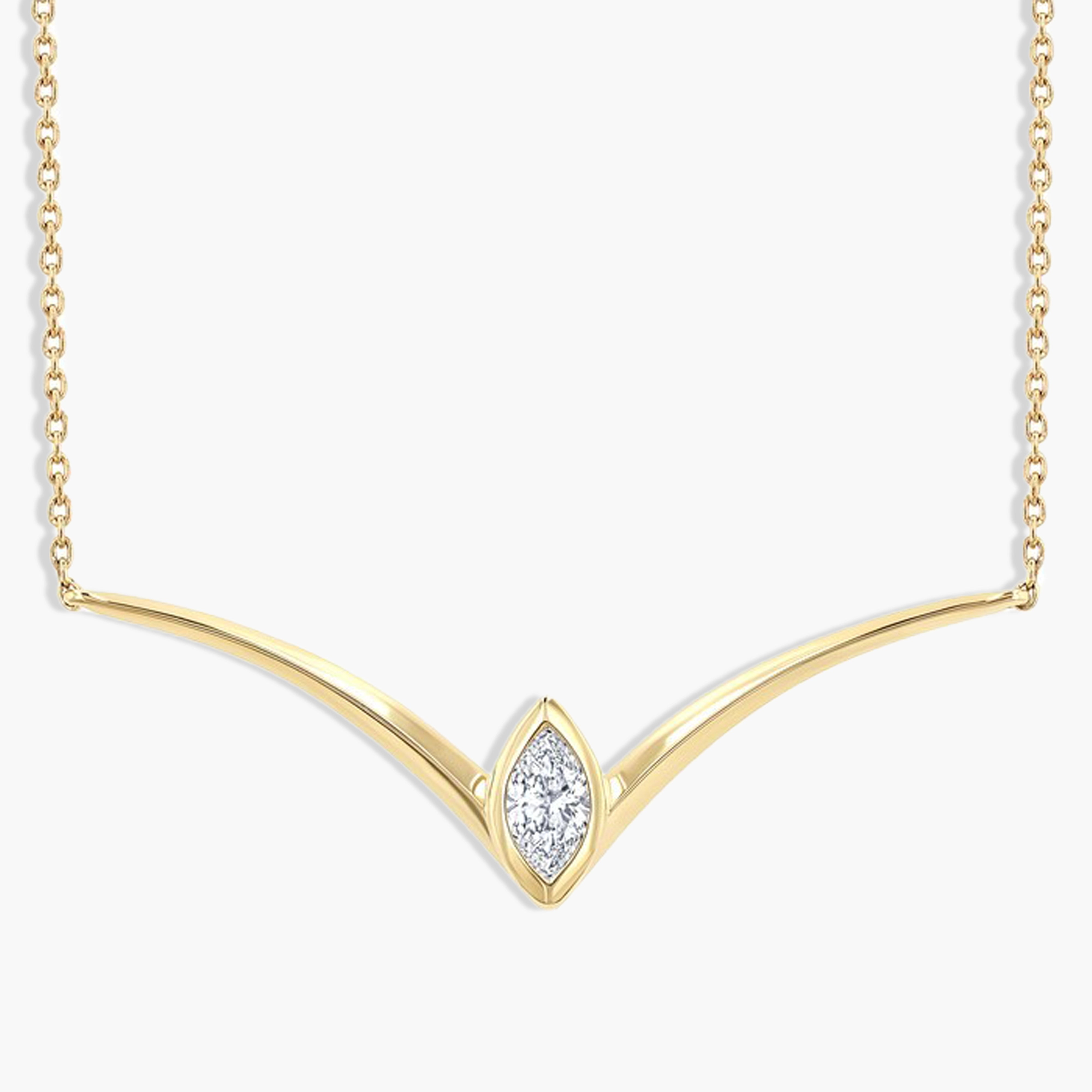 Marquise Diamond Chevron Bar Necklace