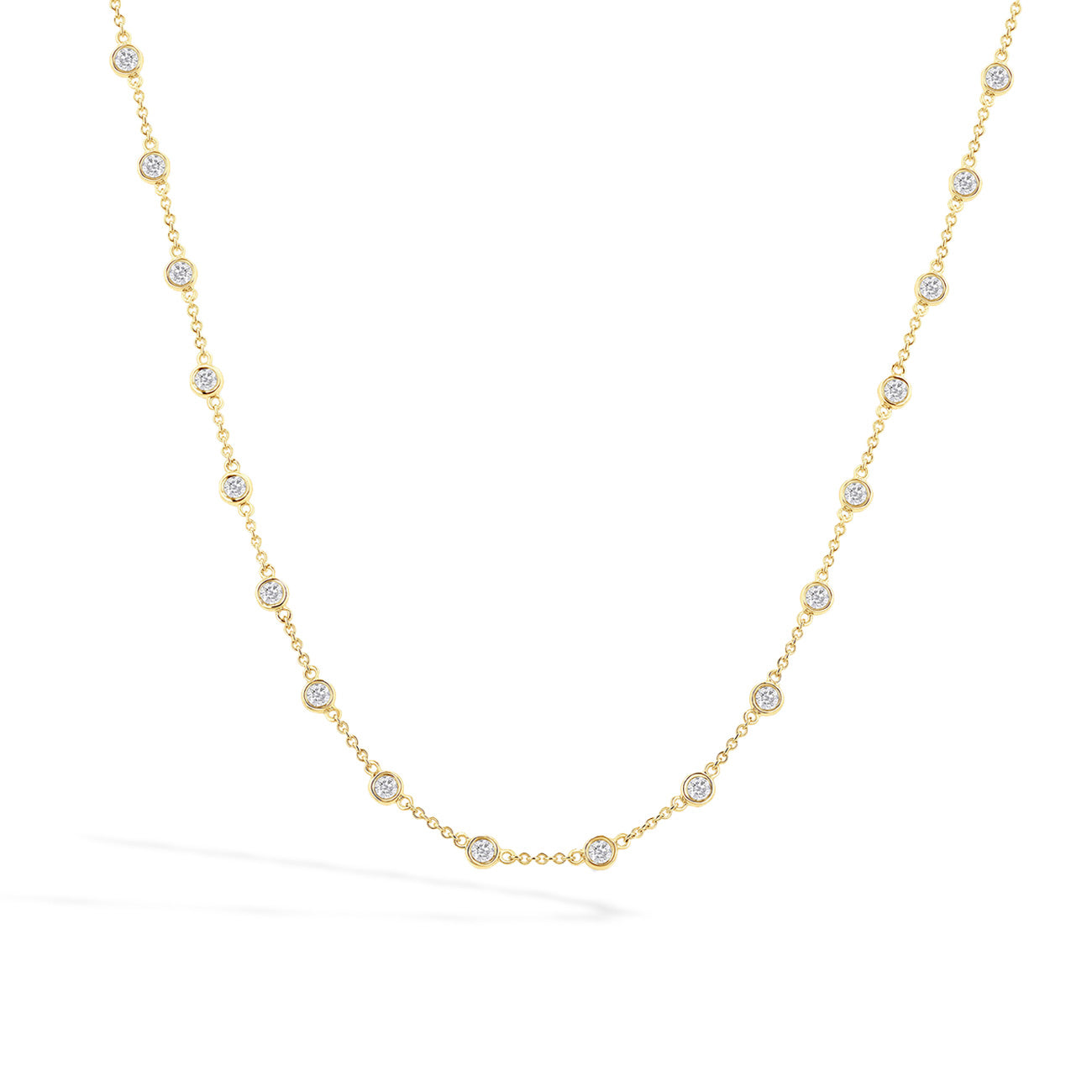 2 Carat Bezel-Set Diamond Station Necklace in 14K Yellow Gold
