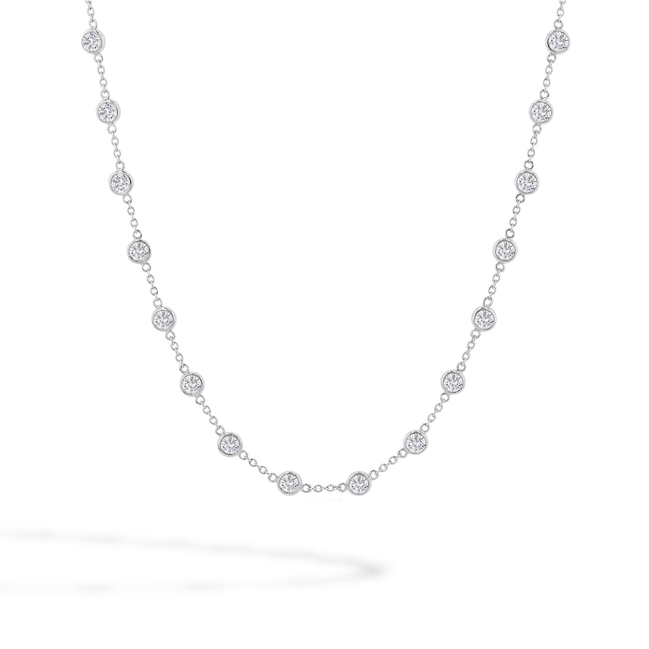 5 Carat Bezel-Set Diamond Station Necklace in 14K White Gold