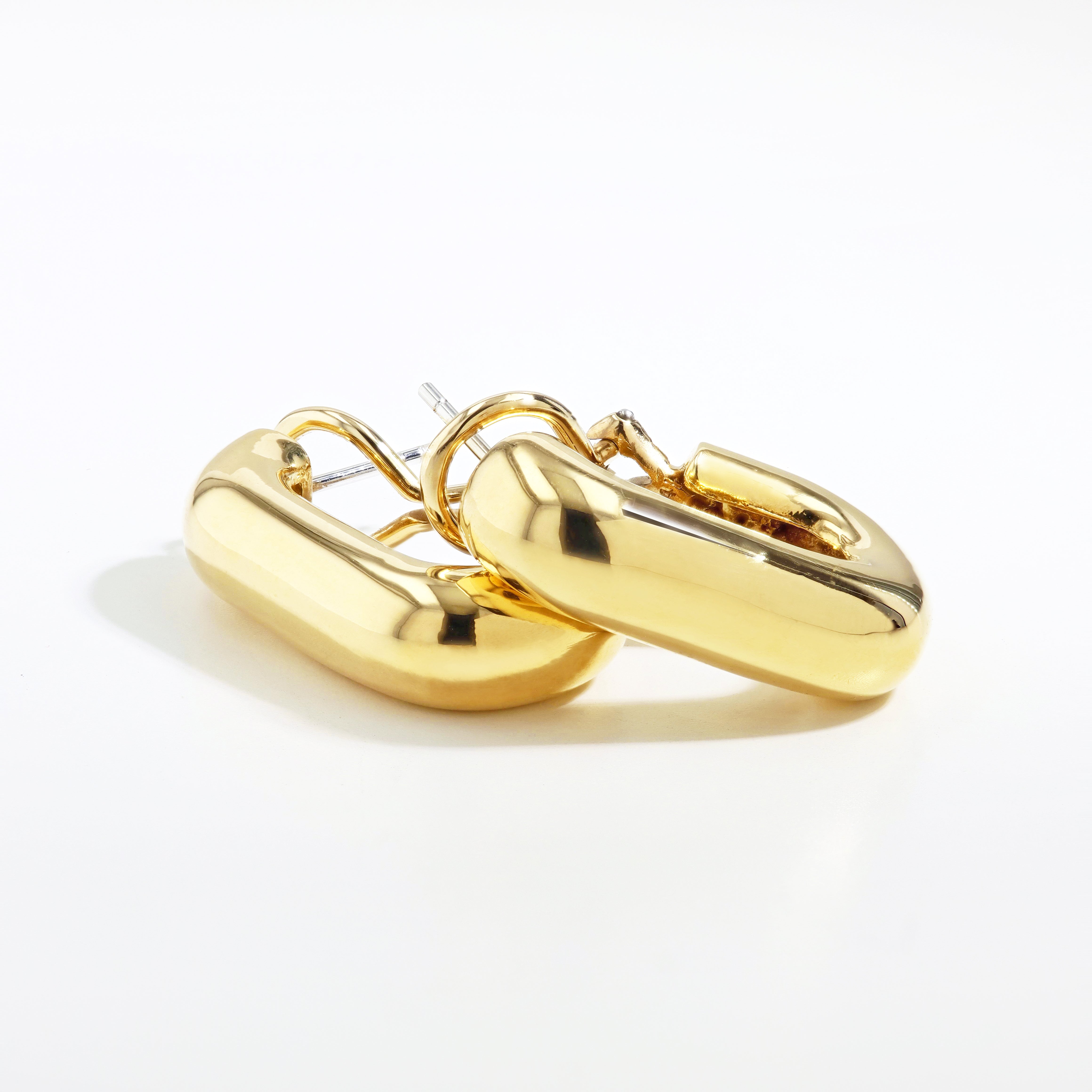 18K Gold J-Hoop Huggie Earrings