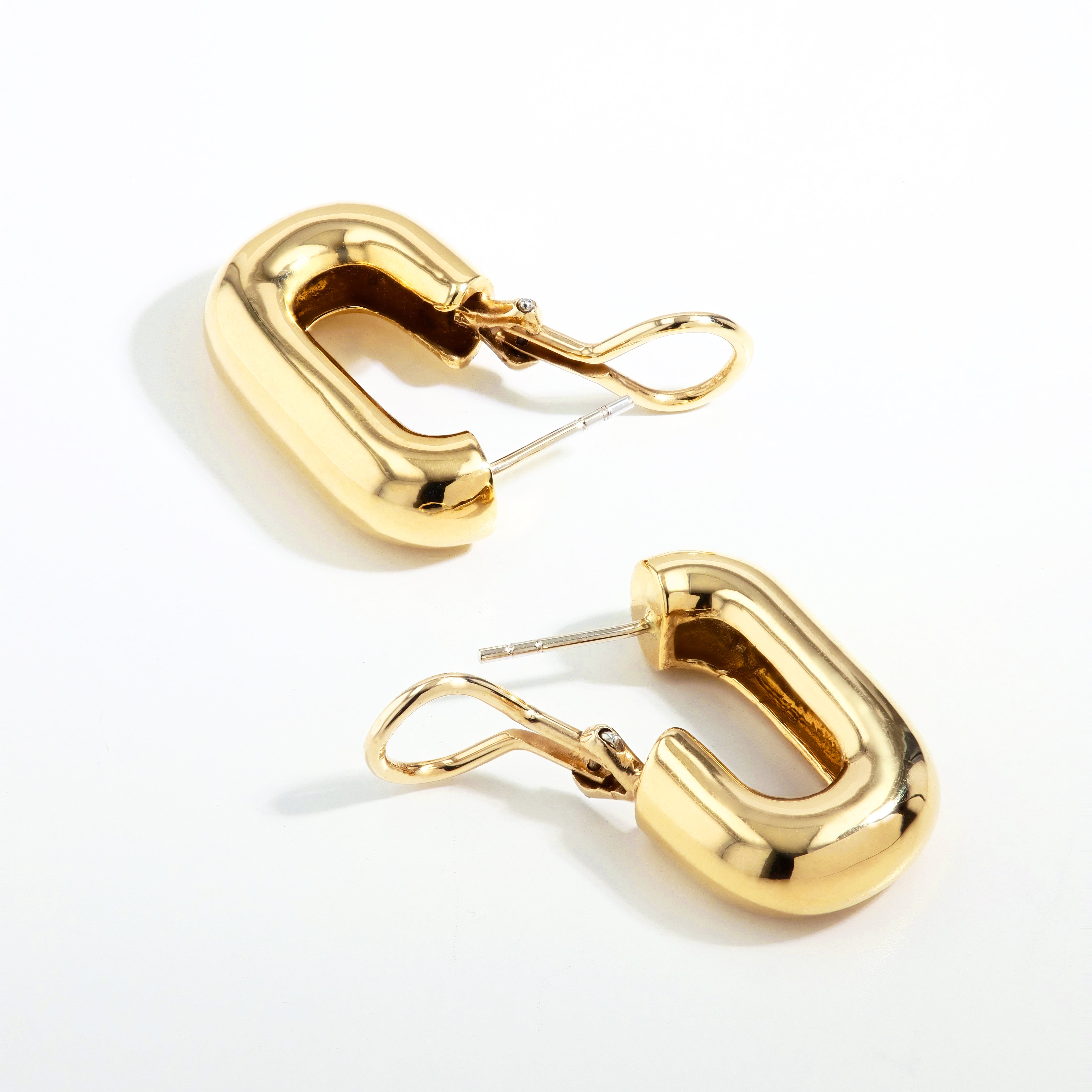 18K Gold J-Hoop Huggie Earrings
