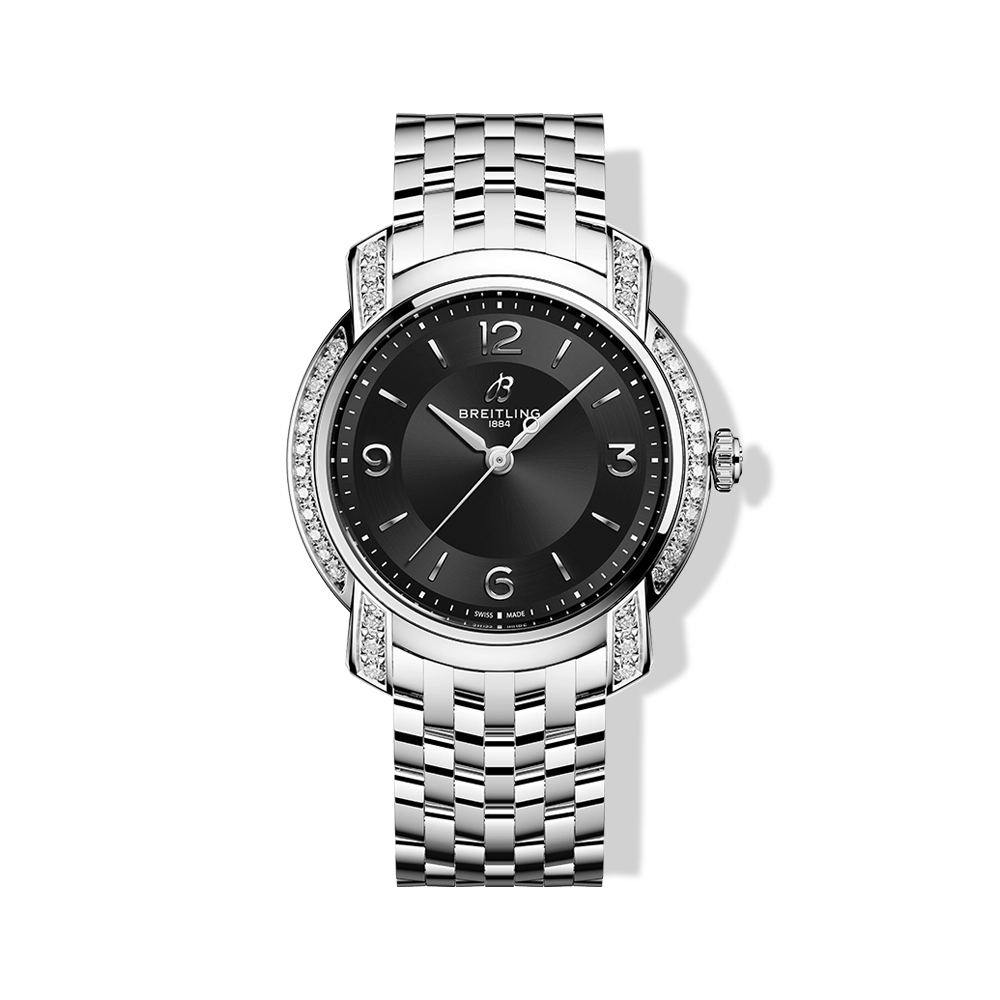Breitling Lady Premier 32 with Black Dial and Lab Diamond Bezel