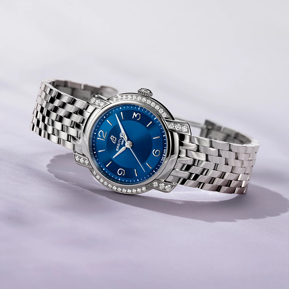 Breitling Lady Premier 32 with Radiant Blue Dial with Lab Diamonds