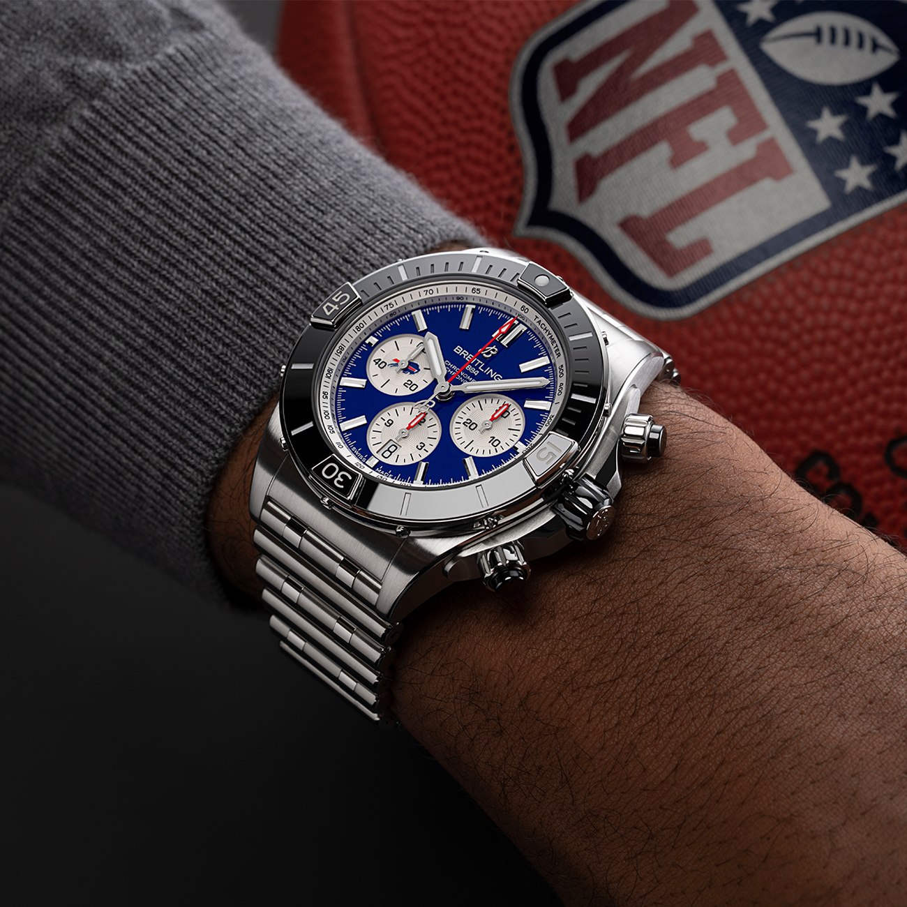 Breitling Super Chronomat B01 44 Buffalo Bills Stainless Steel Watch