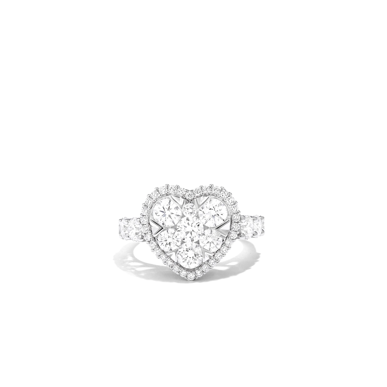 3 Carat Cluster Diamond Heart Ring