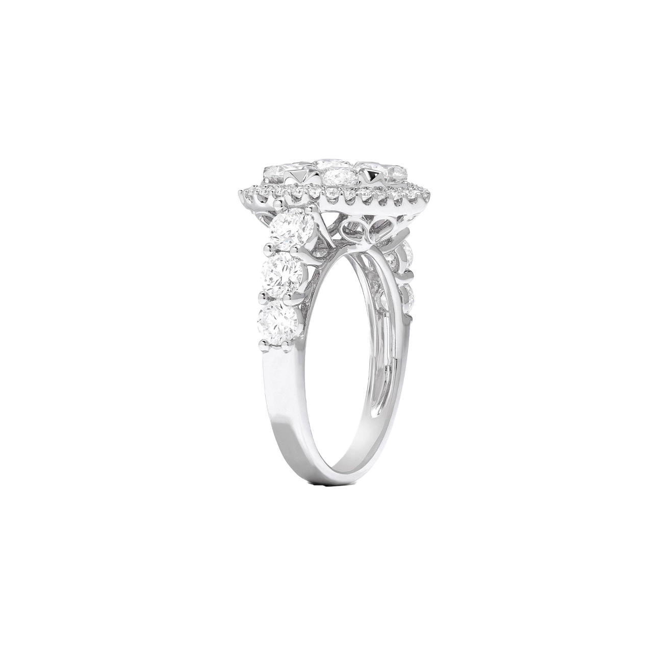 3 Carat Cluster Diamond Heart Ring