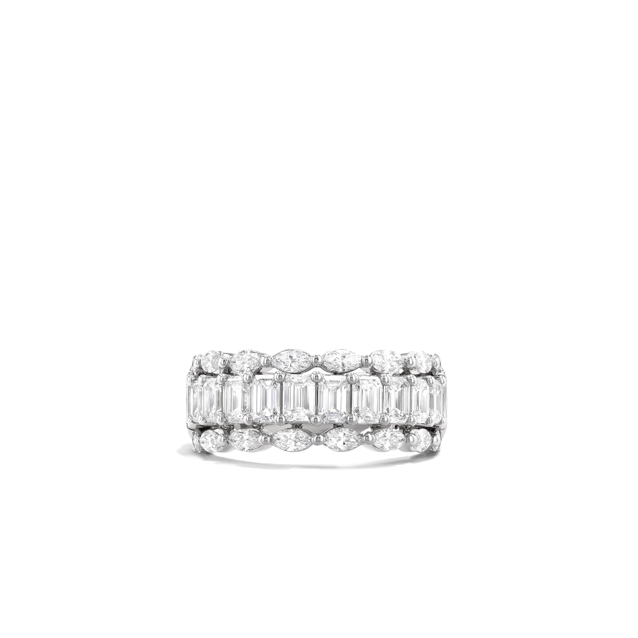 Marquise and Emerald 3 Row Diamond Band