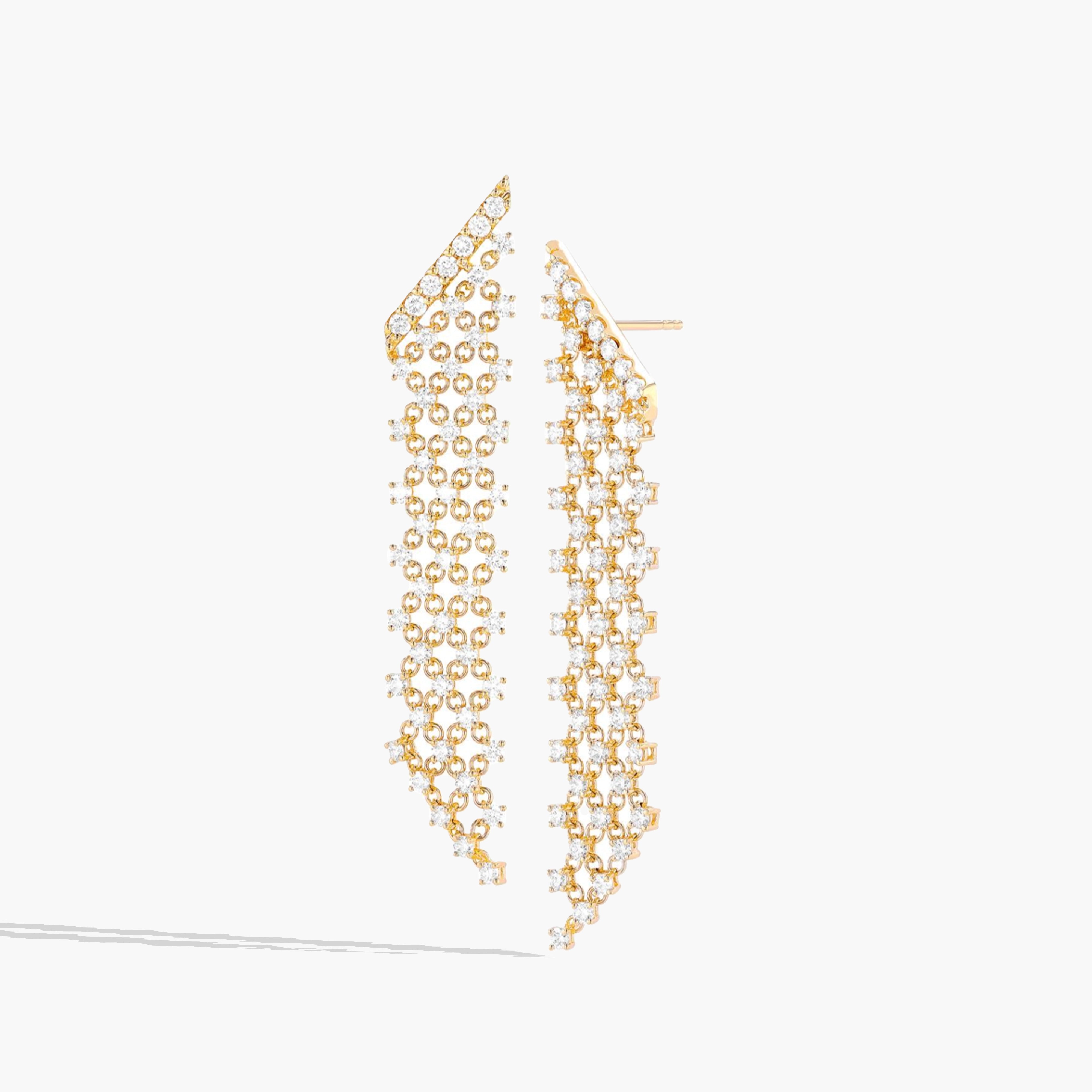 2.50 Carat Diamond Mesh Dangle Earrings in 18K Yellow Gold