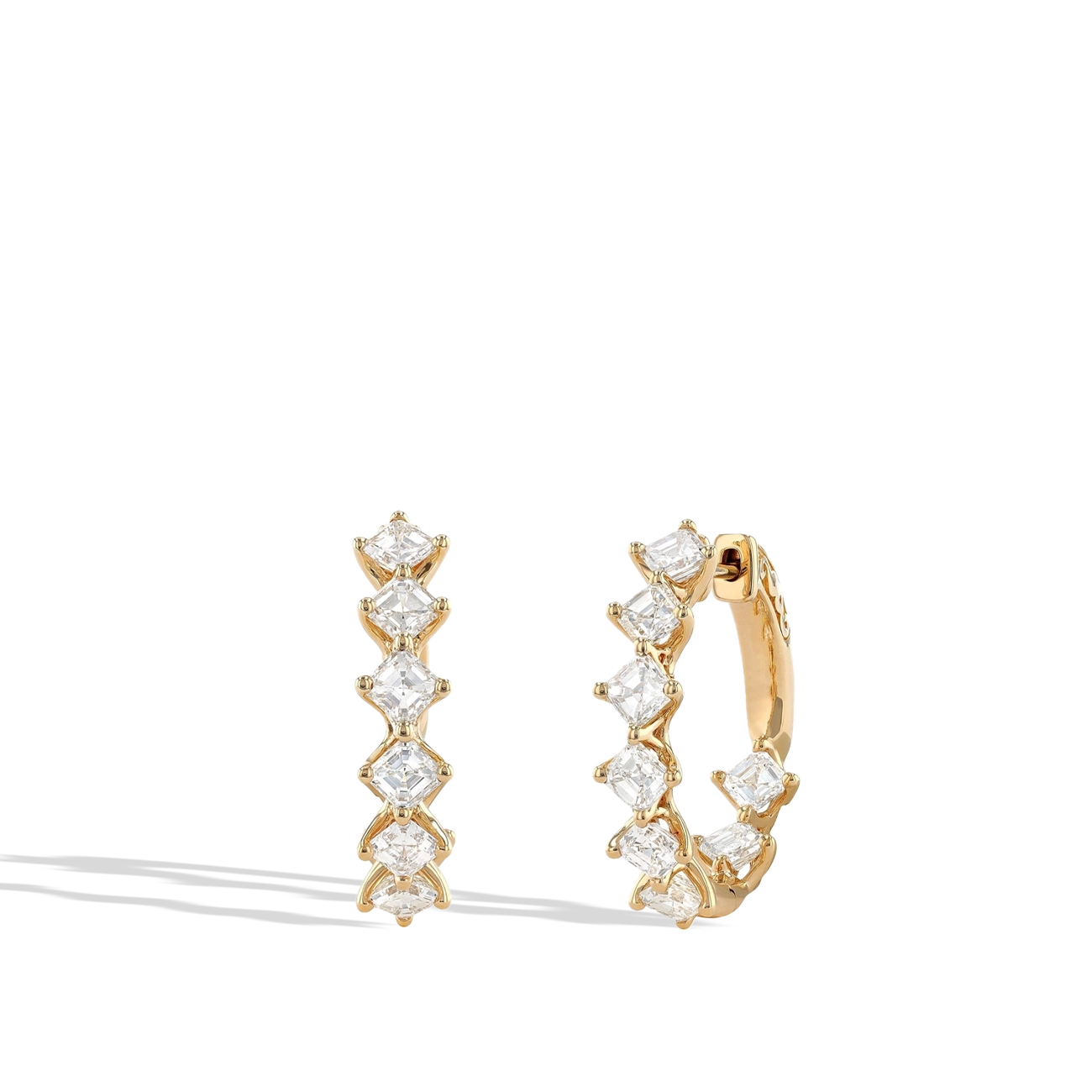 Asscher Diamond In-and-Out Hoop Earrings