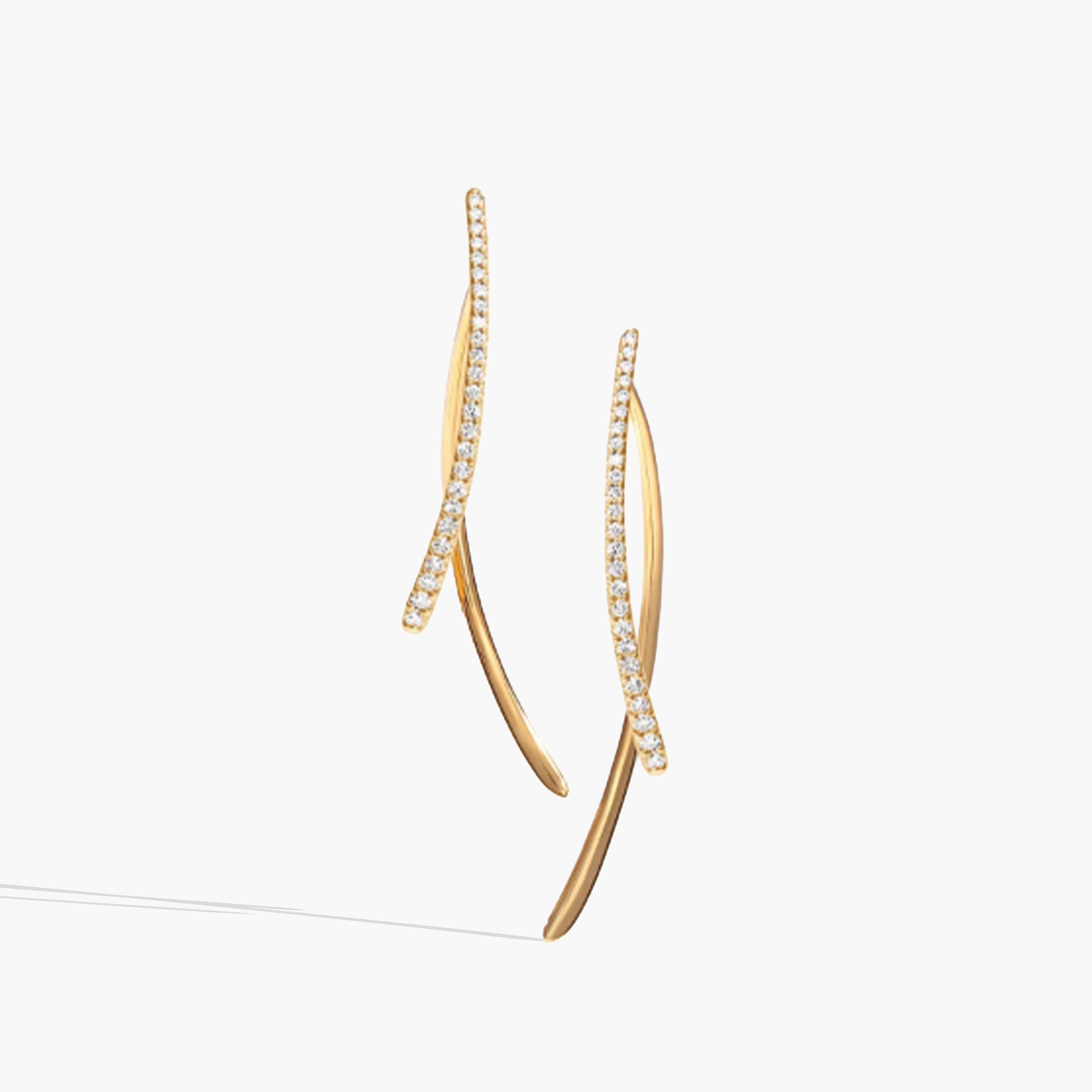 1 Carat Curved Diamond Double Drop Earrings