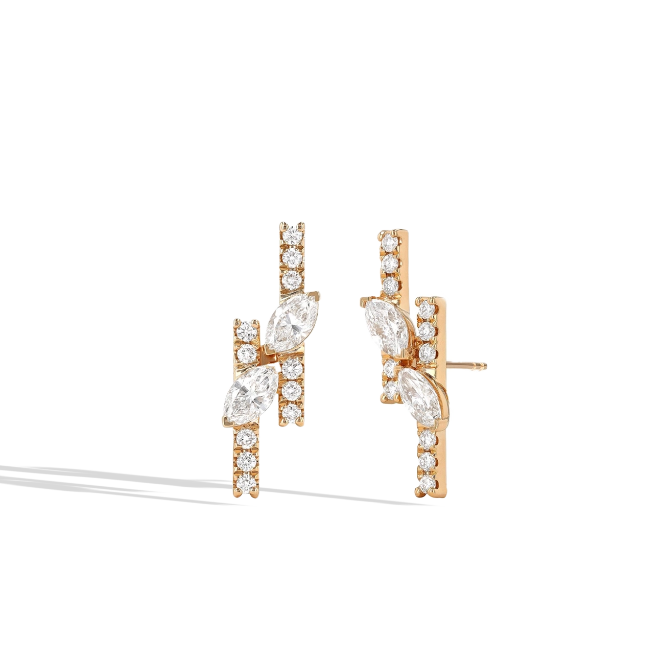Pear and Round Diamond Abstract Earrings