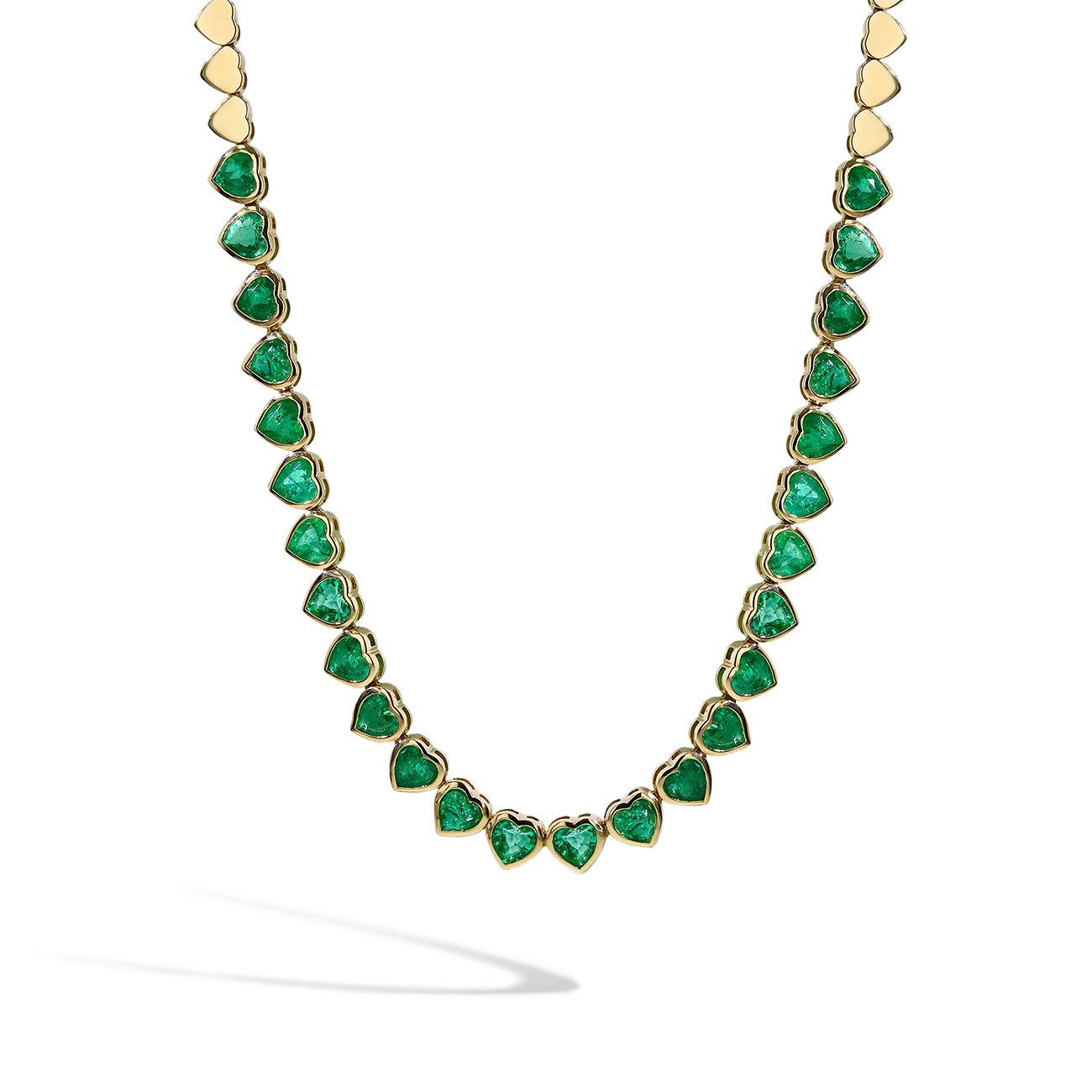 Heart Shaped Emerald Bezel Necklace