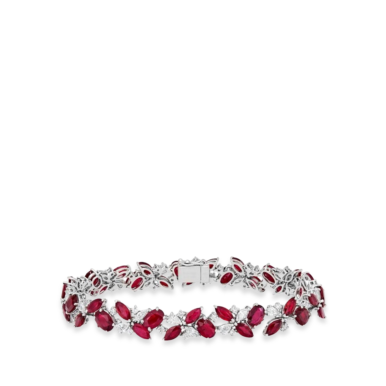 15 Carat Ruby and Diamond Fancy Shape Bracelet