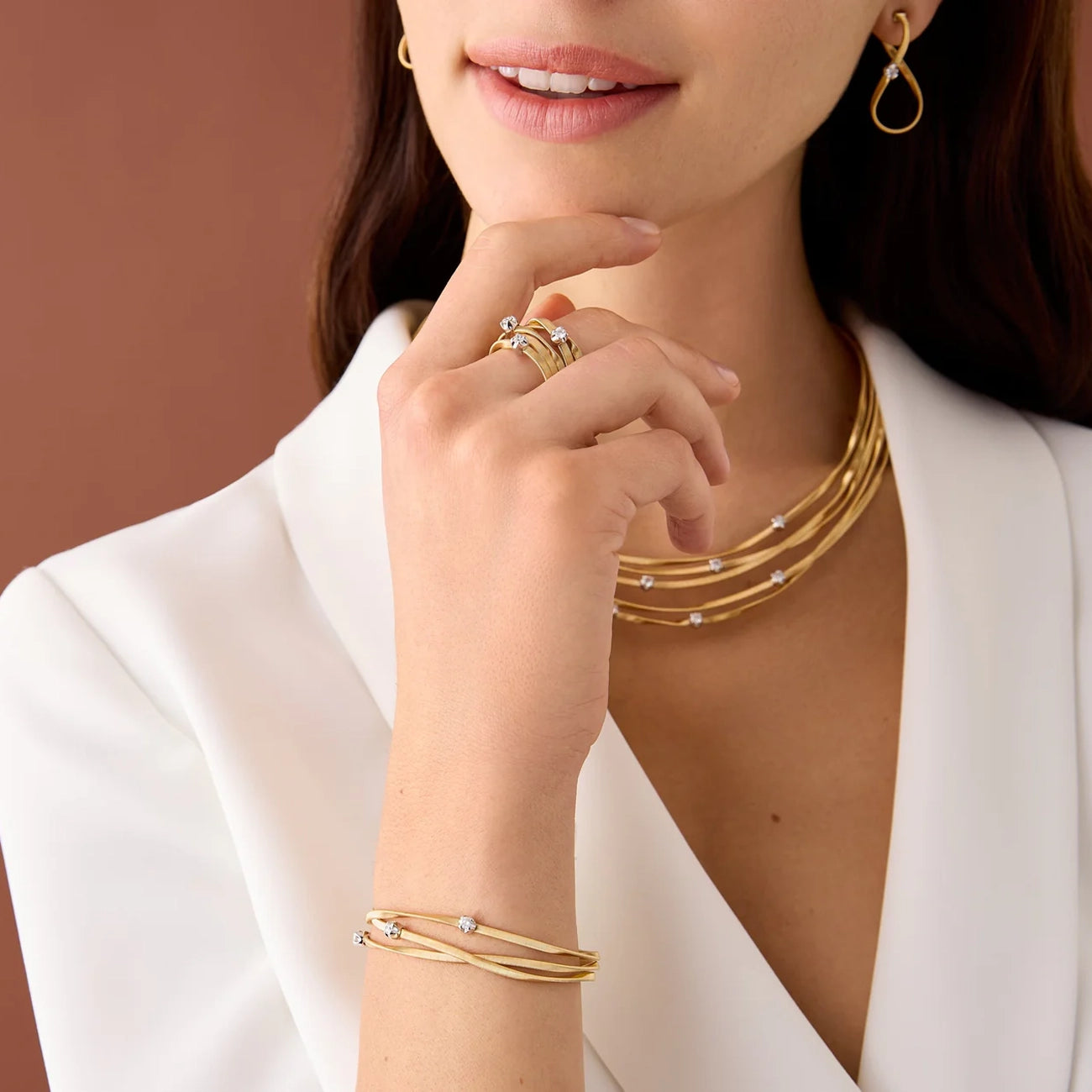 Marco Bicego Marrakech 3-Strand Diamond Station Bracelet