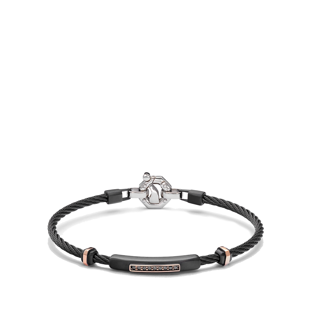 Baraka 316L Thin Cable Black Diamond Bracelet