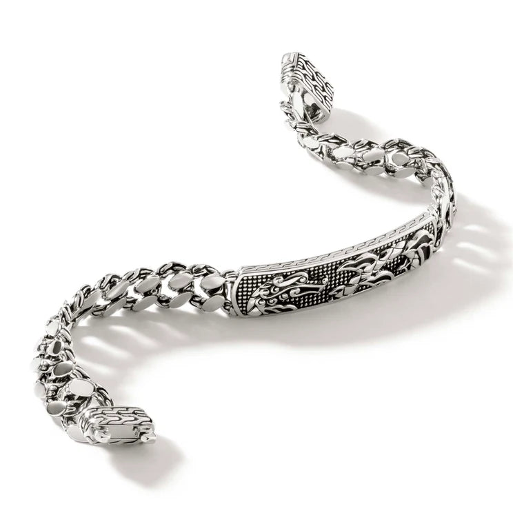 John Hardy Legends Naga Silver 11mm Curb Link ID Bracelet