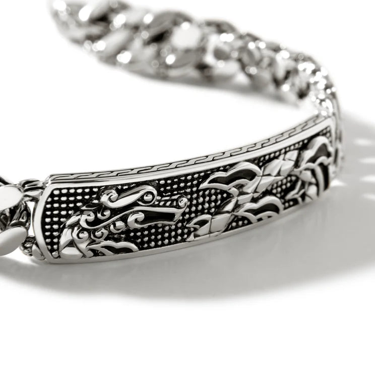 John Hardy Legends Naga Silver 11mm Curb Link ID Bracelet