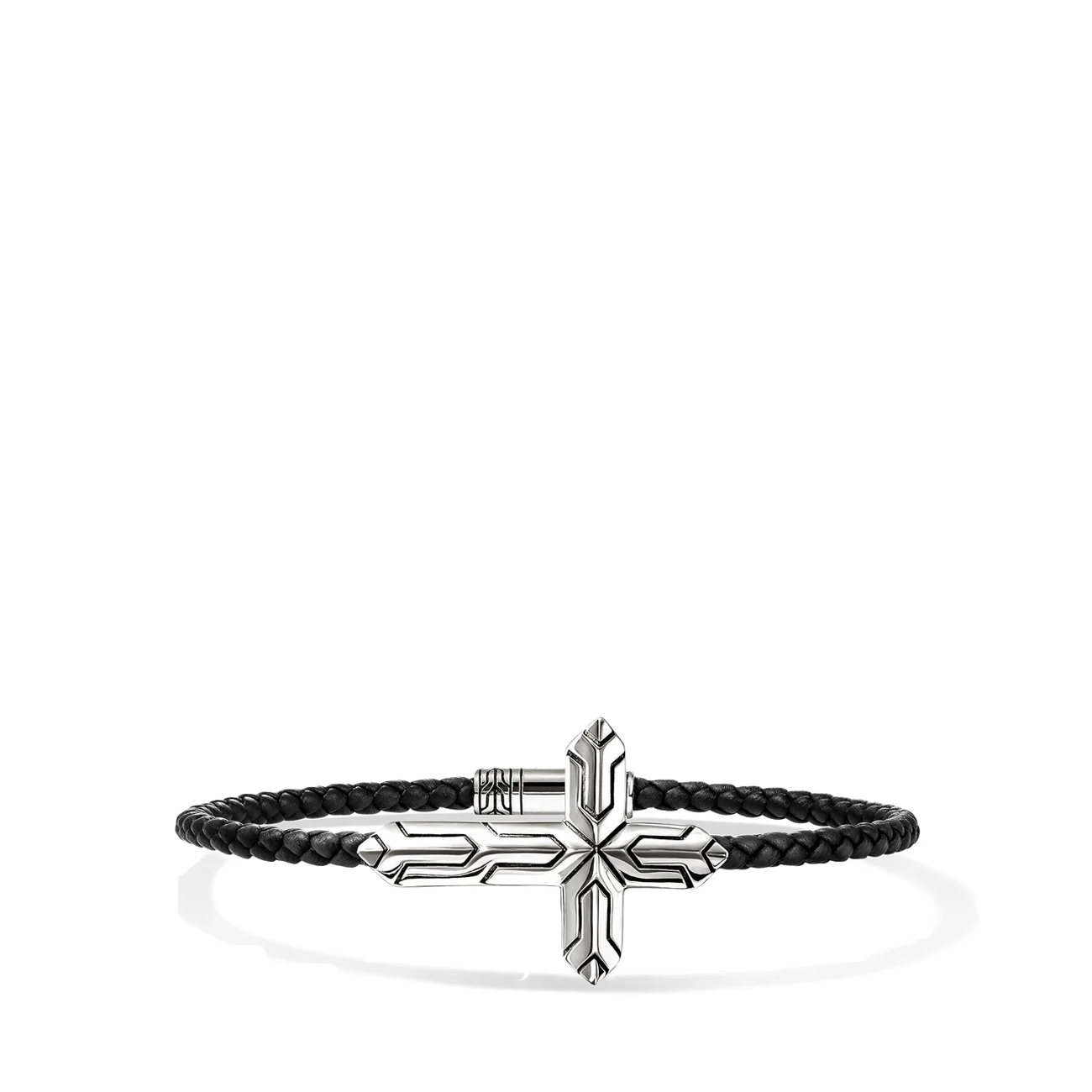 John Hardy Icon 50 Silver Cross on 3mm Leather Bracelet