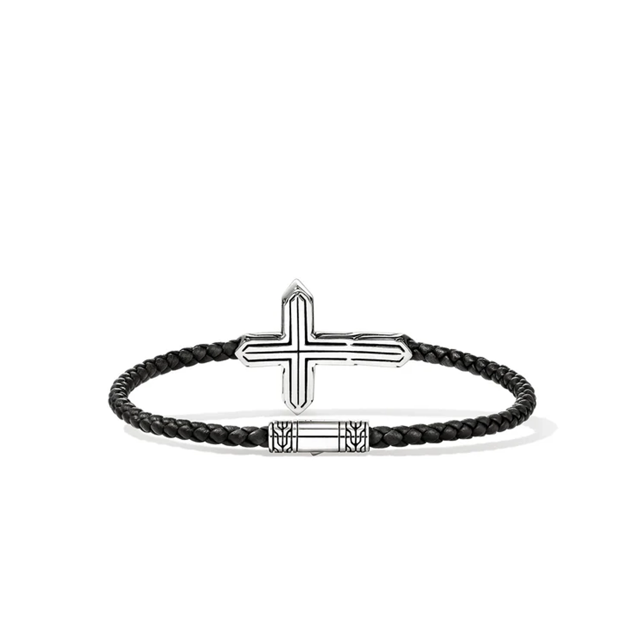 John Hardy Icon 50 Silver Cross on 3mm Leather Bracelet