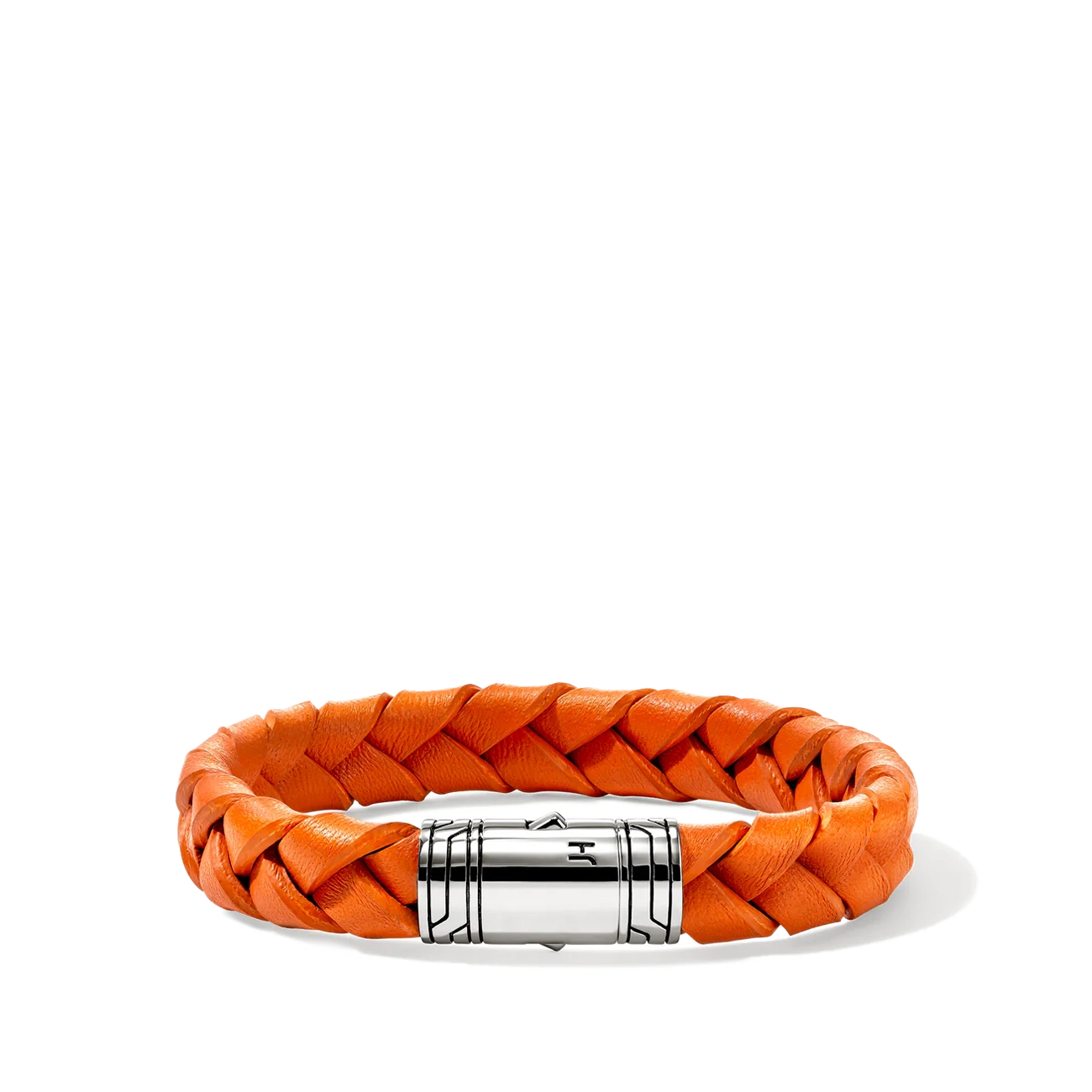 John Hardy Men's Braided Orange Leather 10mm Bracelet