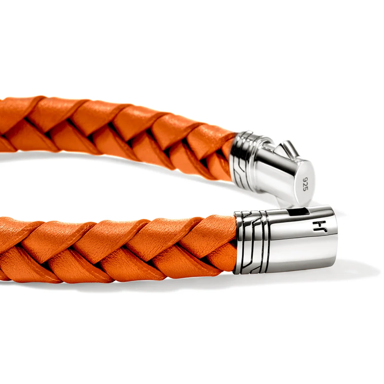 John Hardy Men's Braided Orange Leather 10mm Bracelet