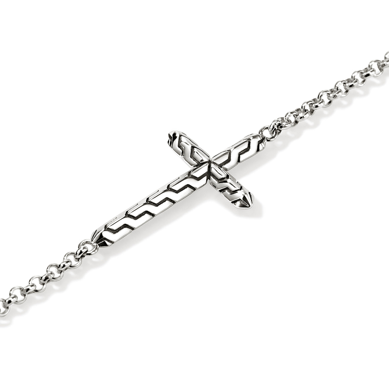 John Hardy Essentials Silver Cross 2mm Chain Bracelet