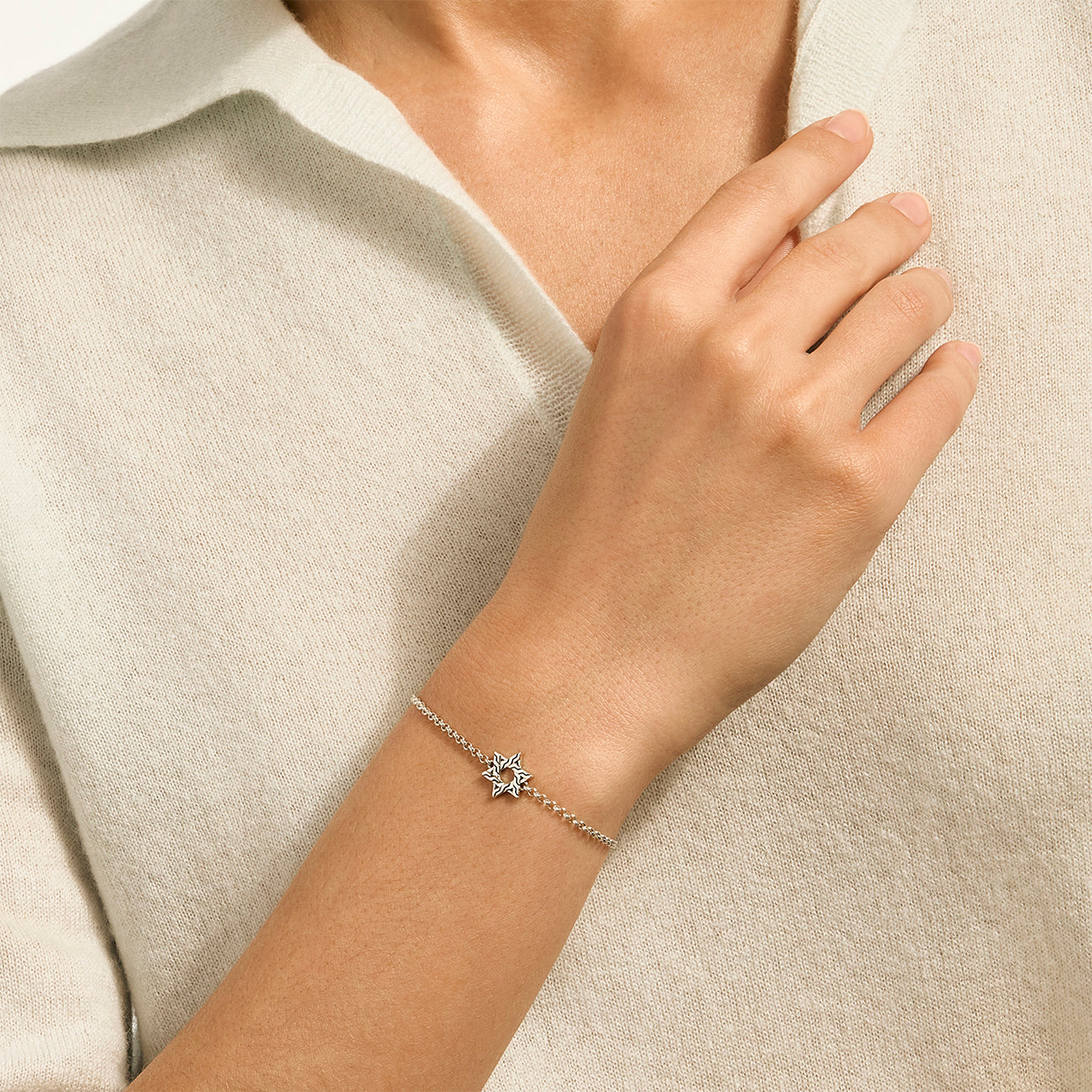 John Hardy Essential Star of David 2mm Silver Chain Bracelet