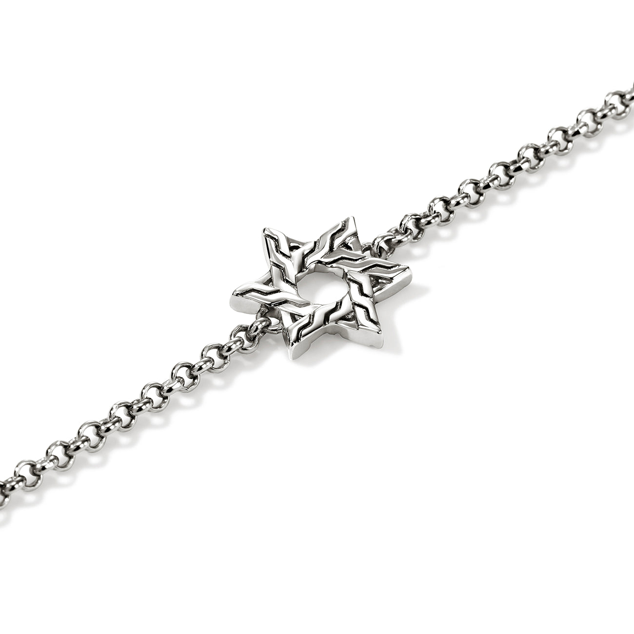 John Hardy Essential Star of David 2mm Silver Chain Bracelet