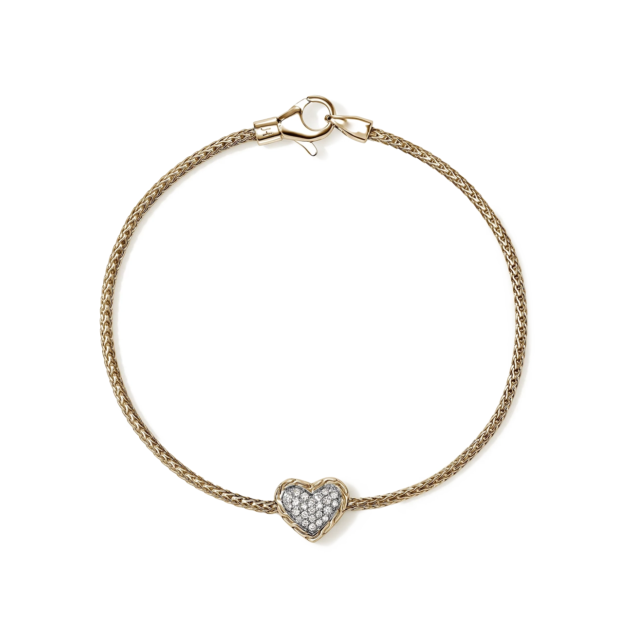John Hardy Essential Gold Diamond Pavé Heart Bracelet