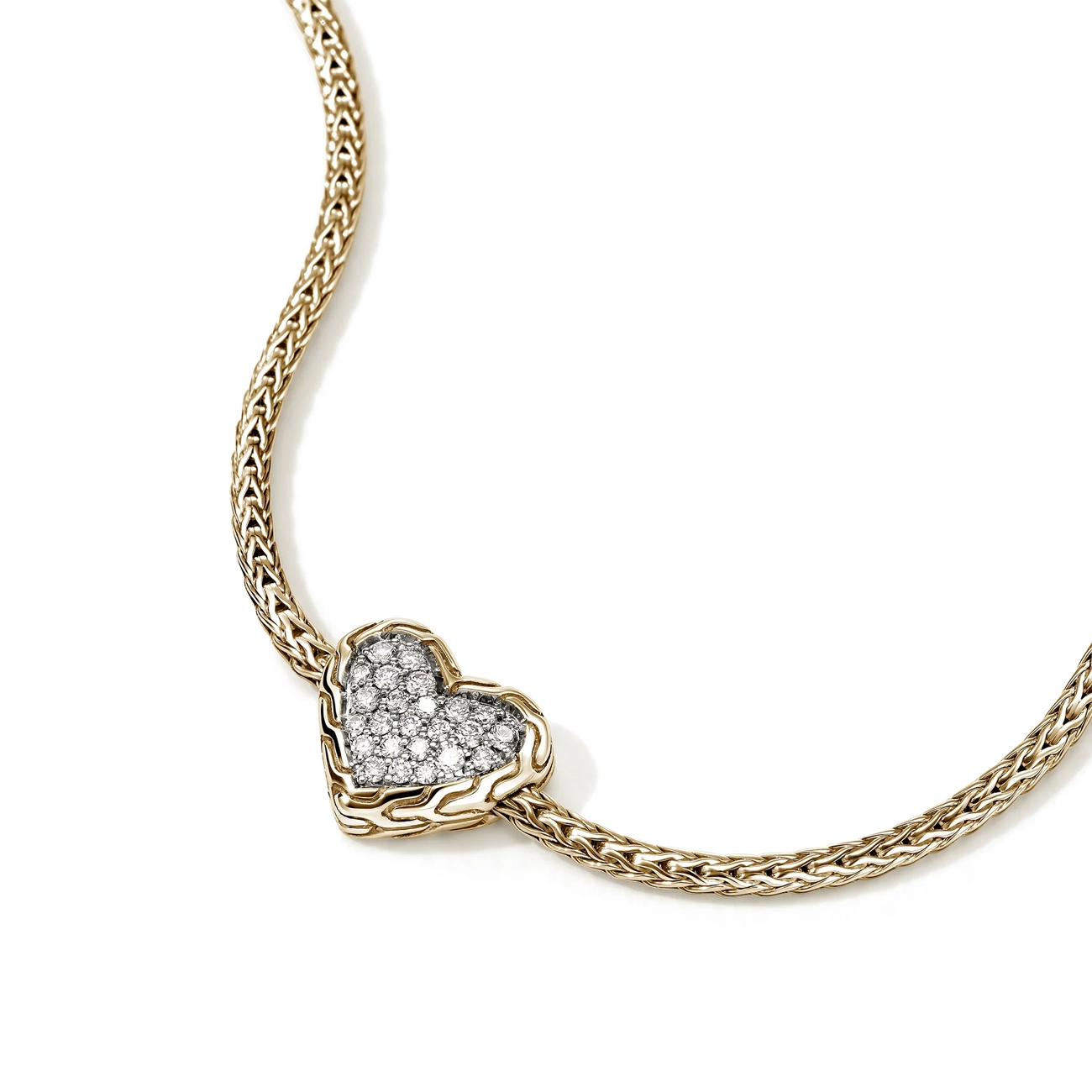 John Hardy Essential Gold Diamond Pavé Heart Bracelet