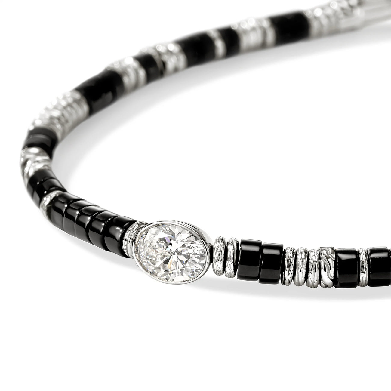 John Hardy Lovestruck Onyx and Lab Grown Diamond Heishi Bracelet