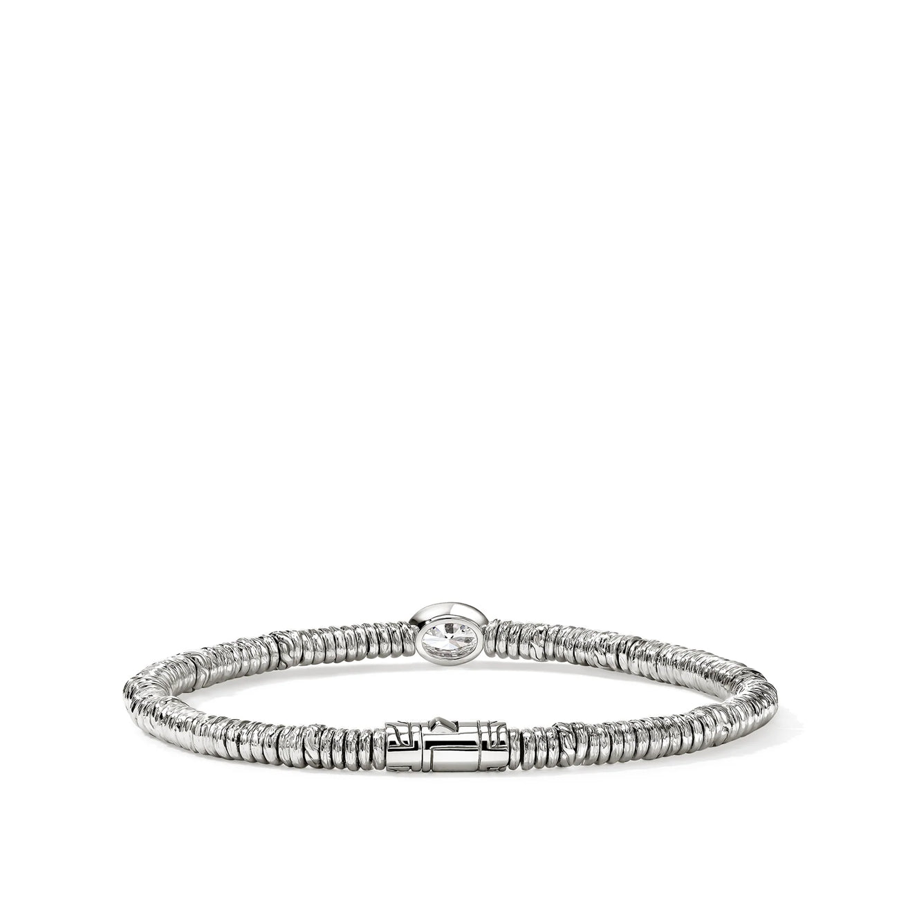 John Hardy Lovestruck Silver Heishi Lab Grown Diamond Bracelet