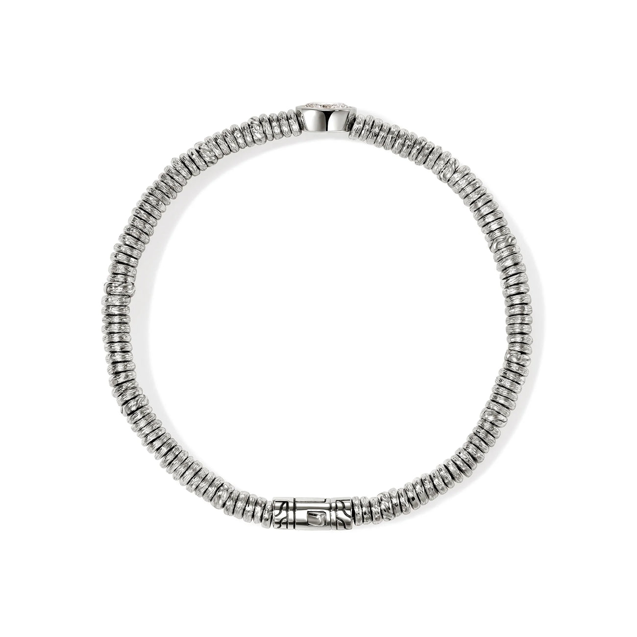 John Hardy Lovestruck Silver Heishi Lab Grown Diamond Bracelet