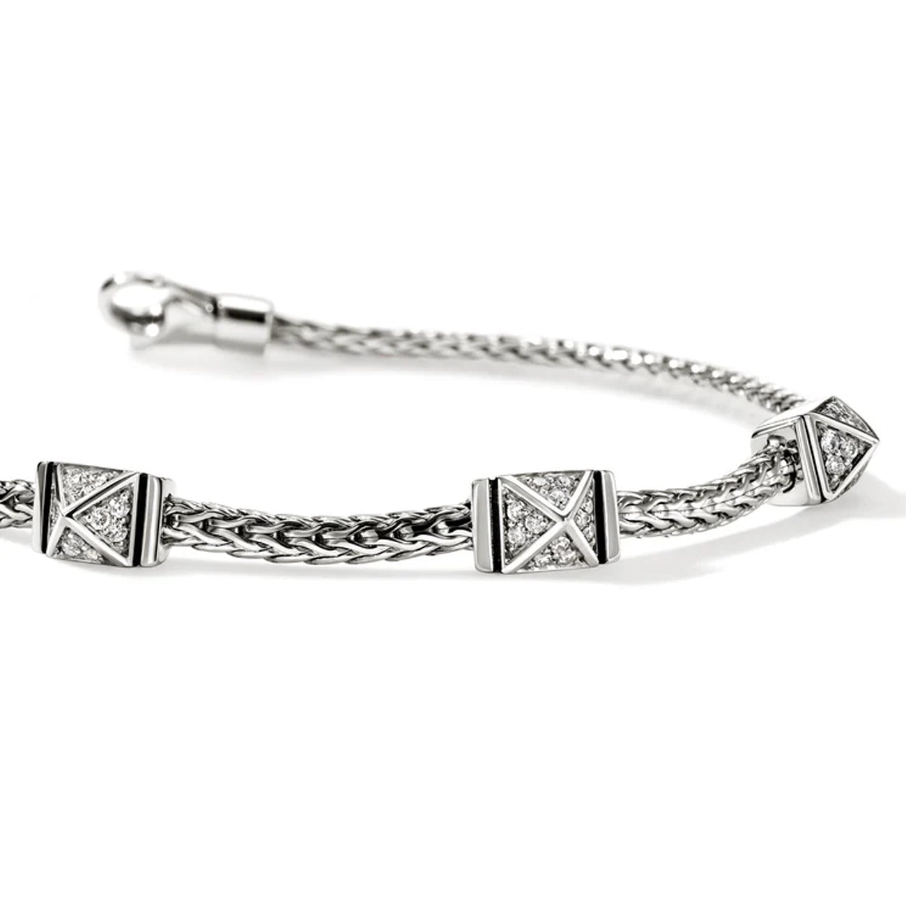 John Hardy Icon Stud Silver Diamond 2.5mm Bracelet
