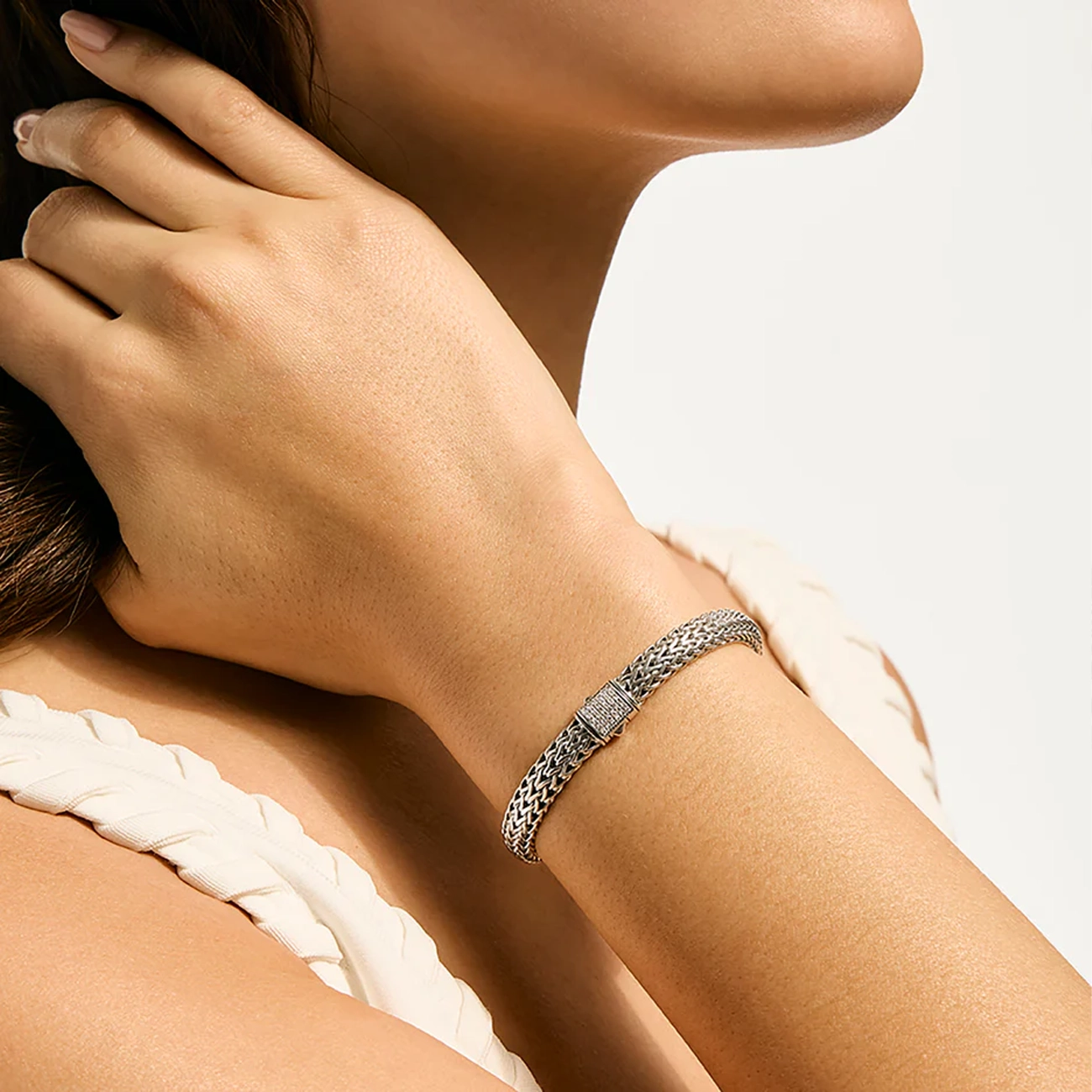 John Hardy Icon Silver 7.5mm Diamond Pavé Bracelet