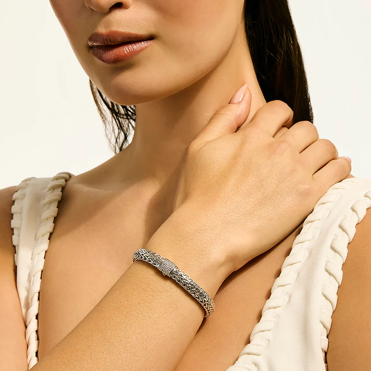 John Hardy Icon Silver 6.5mm Diamond Pavé Bracelet