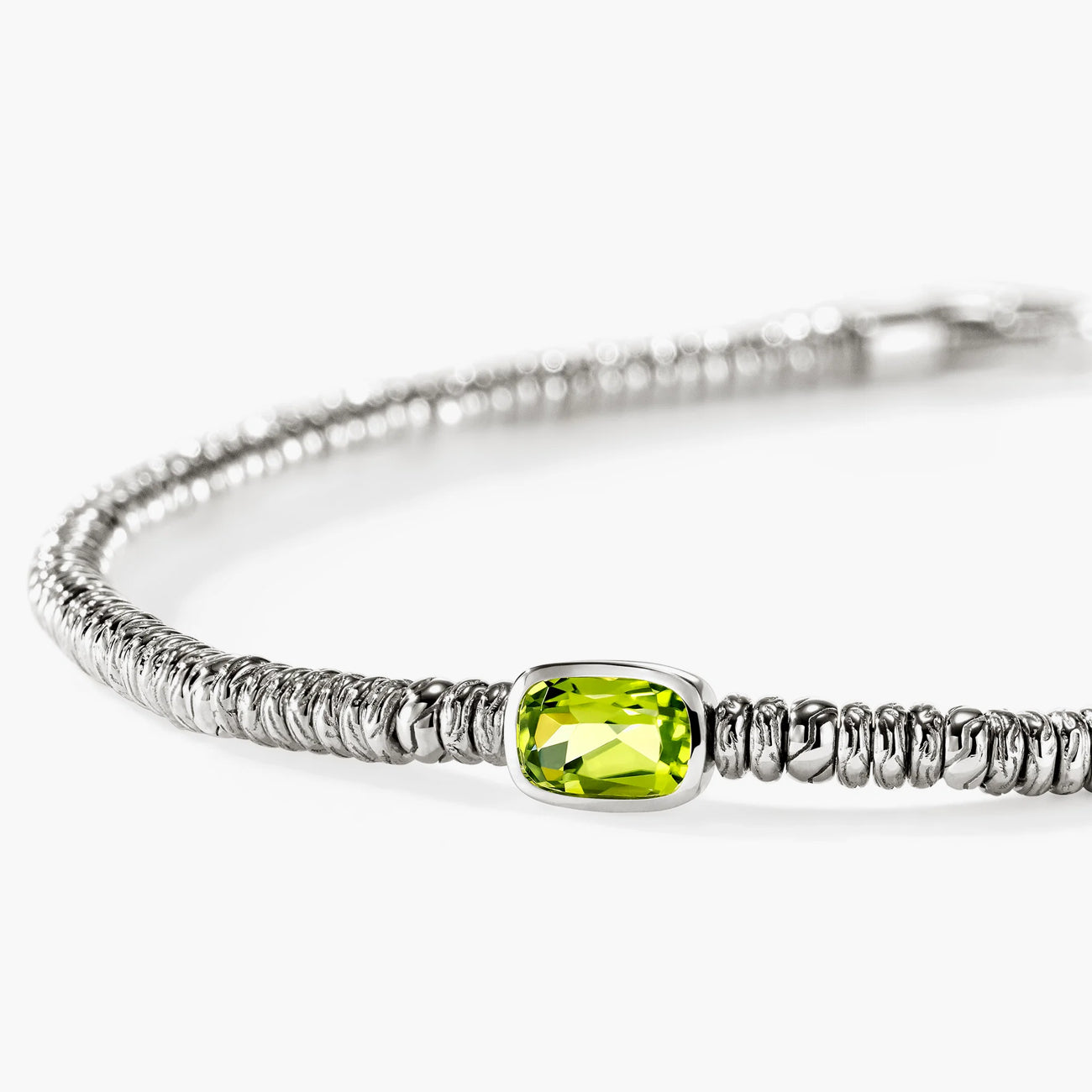 John Hardy Silver 2.5mm Heishi Bracelet with Peridot