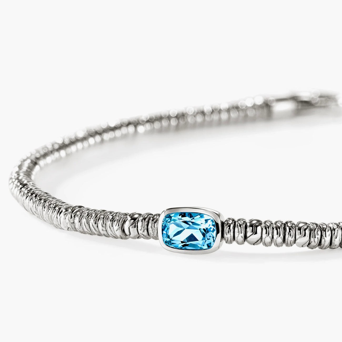 John Hardy Silver 2.5mm Heishi Bracelet with Swiss Blue Topaz